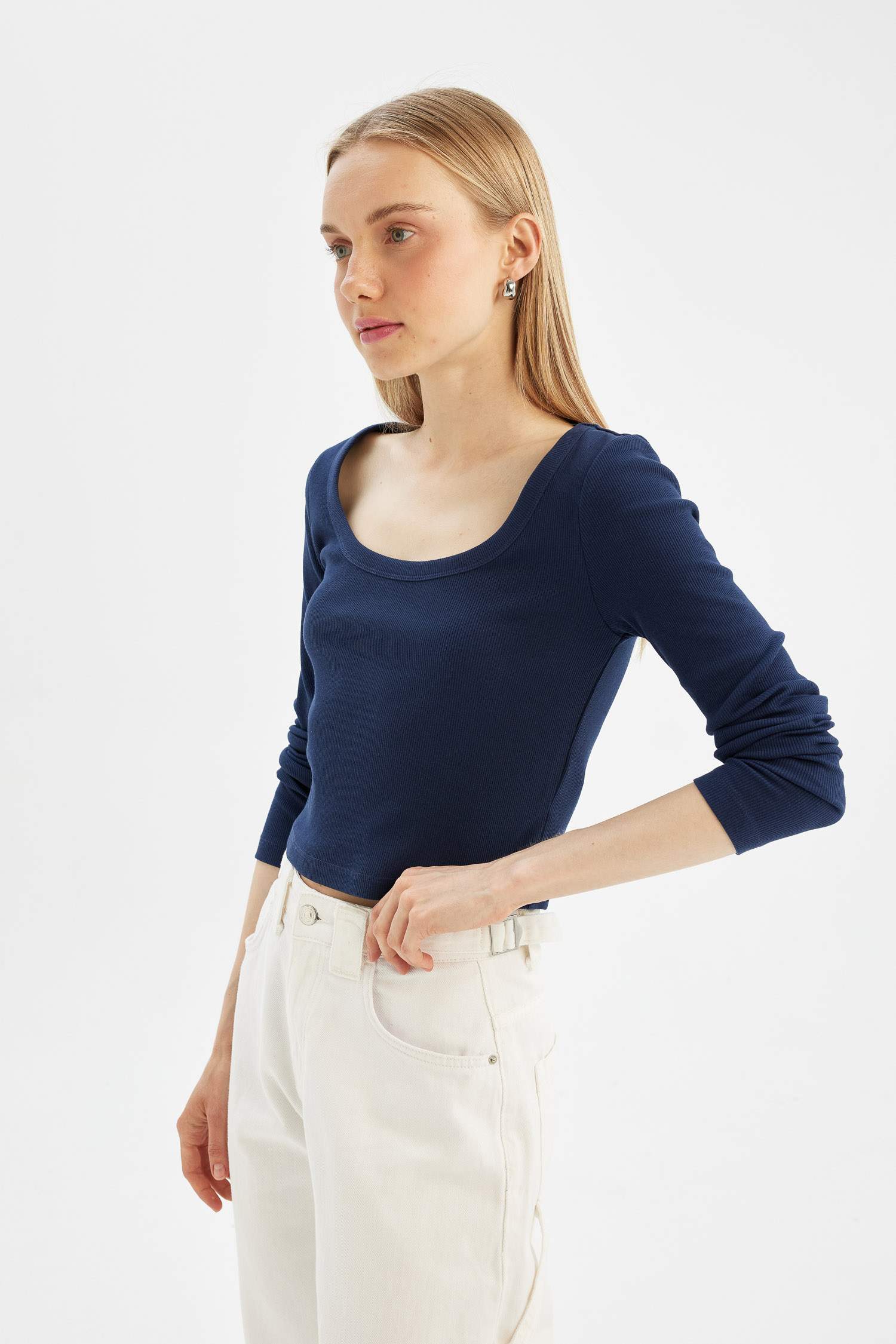 Fitted Corduroy Long Sleeve T-Shirt