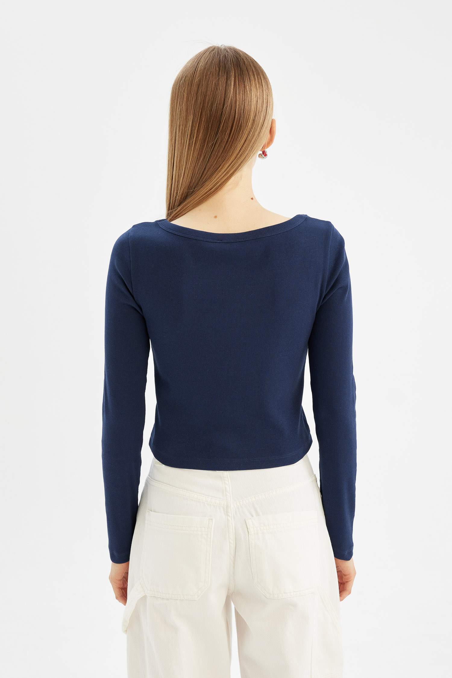 Fitted Corduroy Long Sleeve T-Shirt