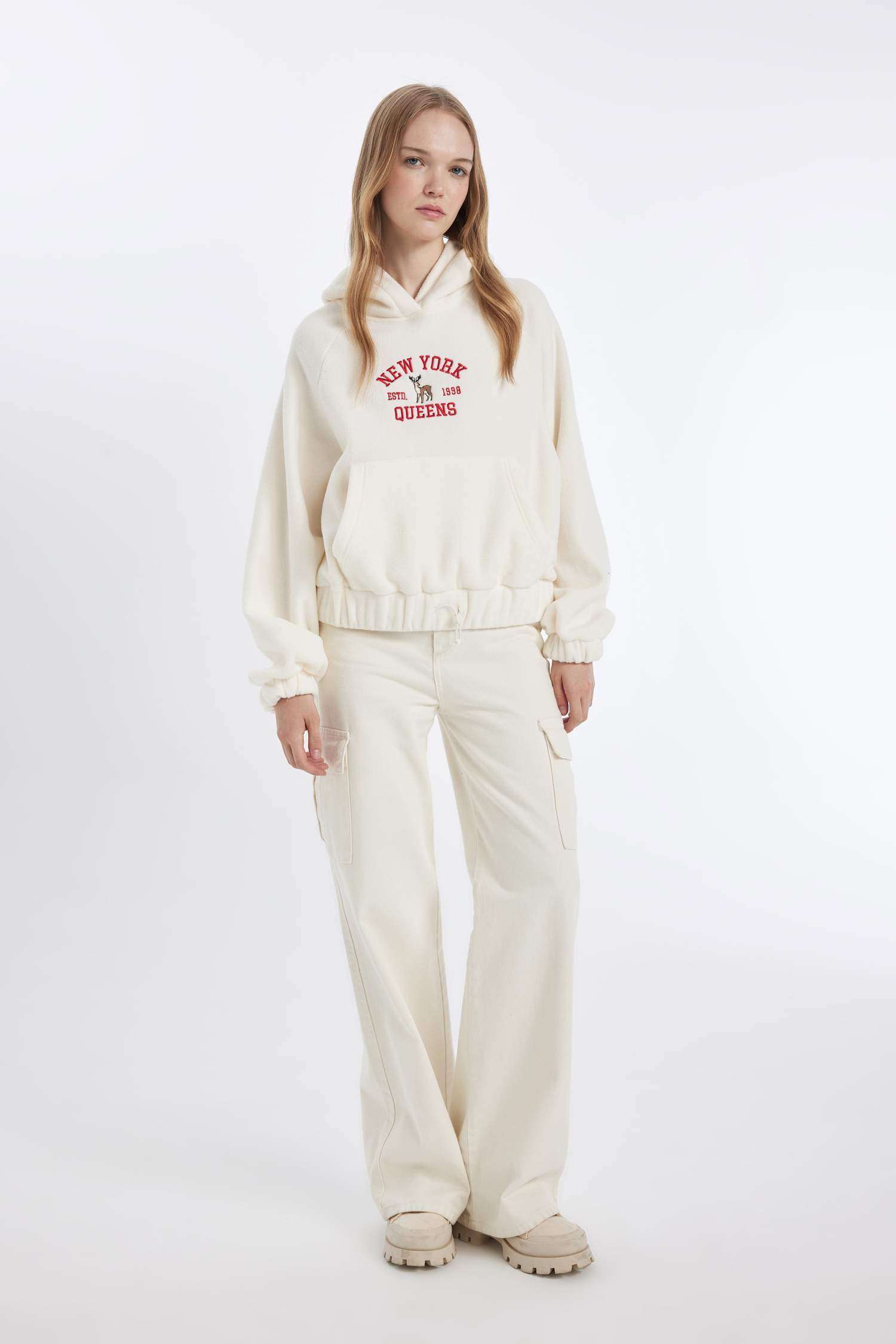 Coool Loose Fit Kapüşonlu Kanguru Cepli Polar Sweatshirt