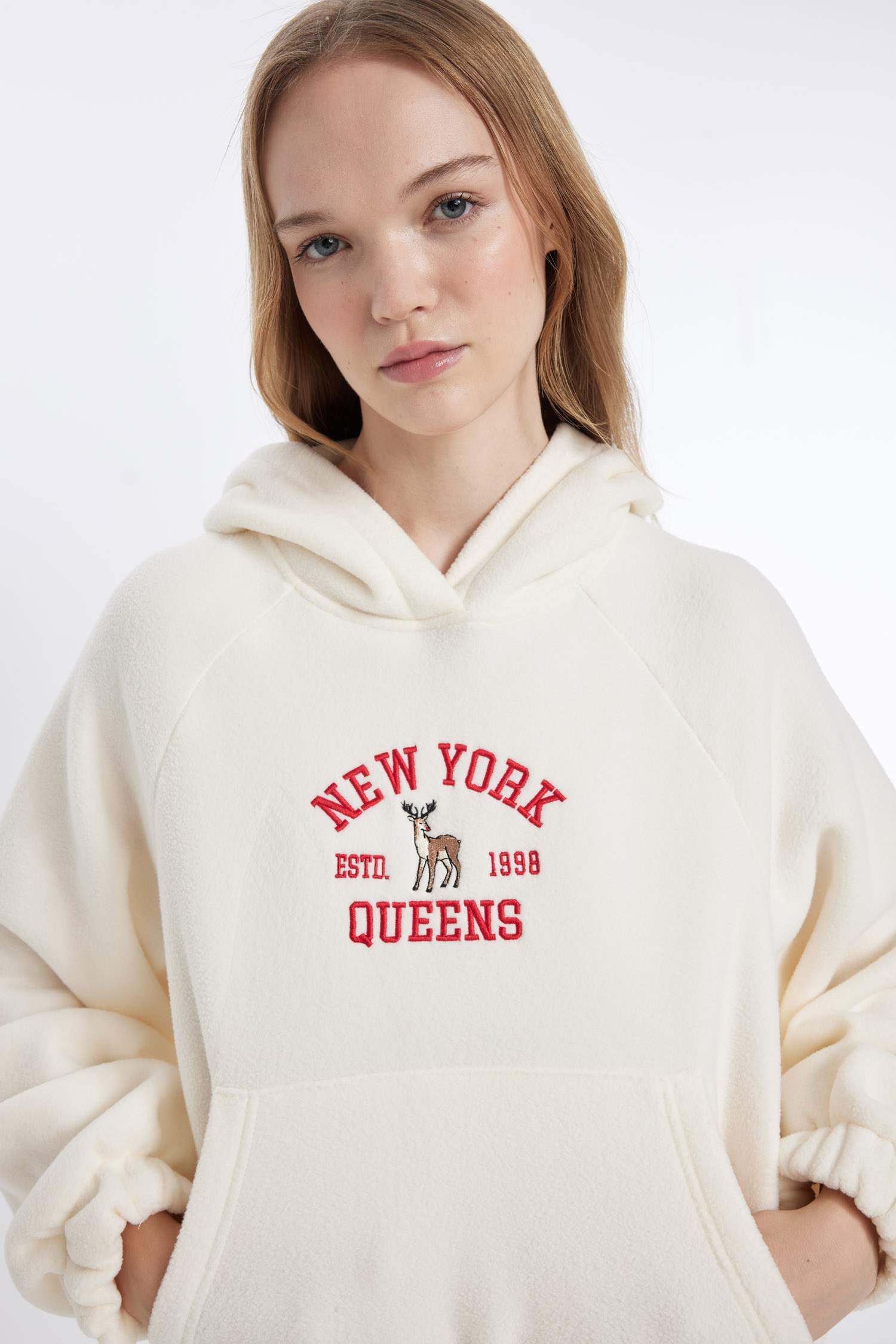 Coool Loose Fit Kapüşonlu Kanguru Cepli Polar Sweatshirt