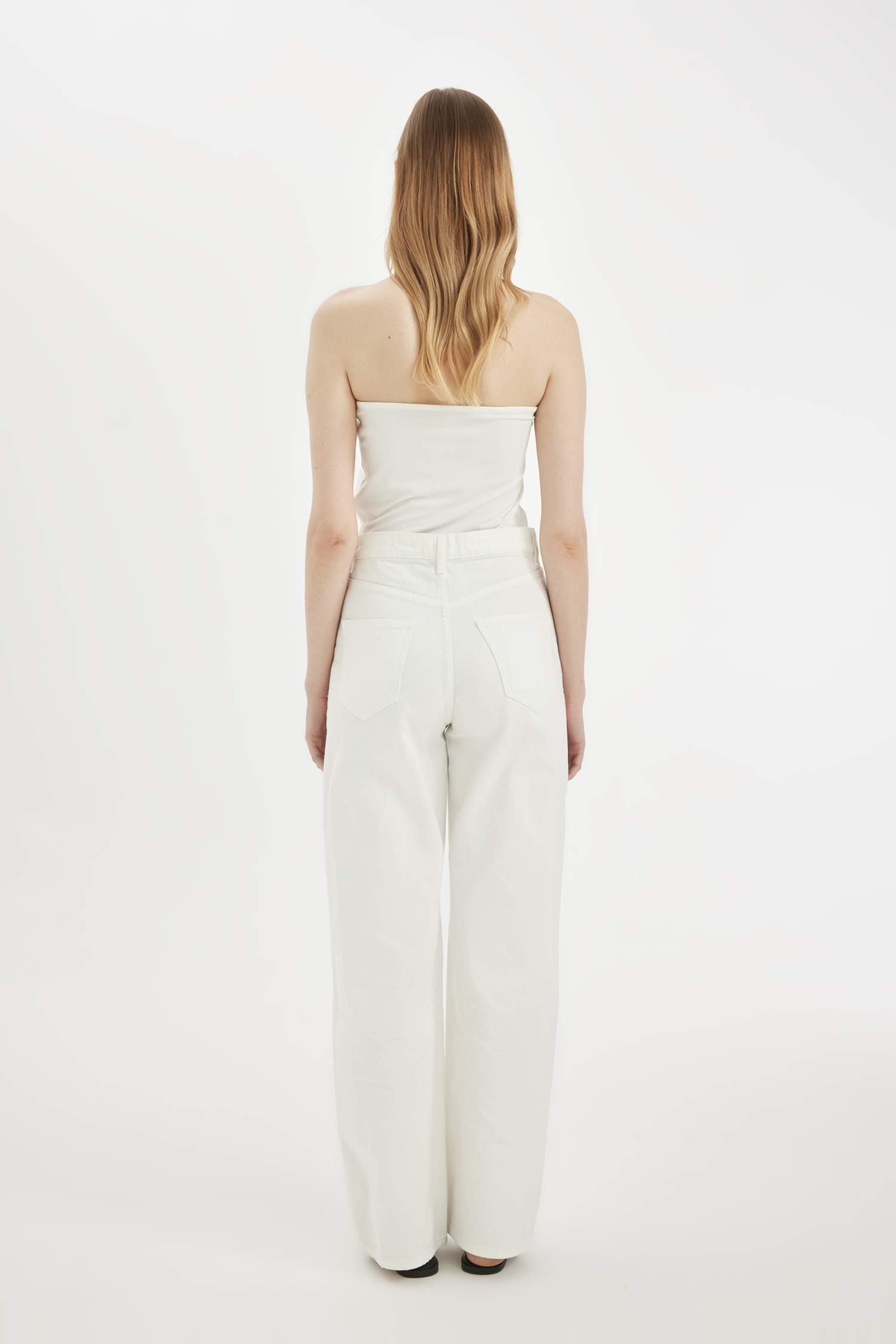 بنطلون جينز وايد ليج برجل واسع وخصر عالي