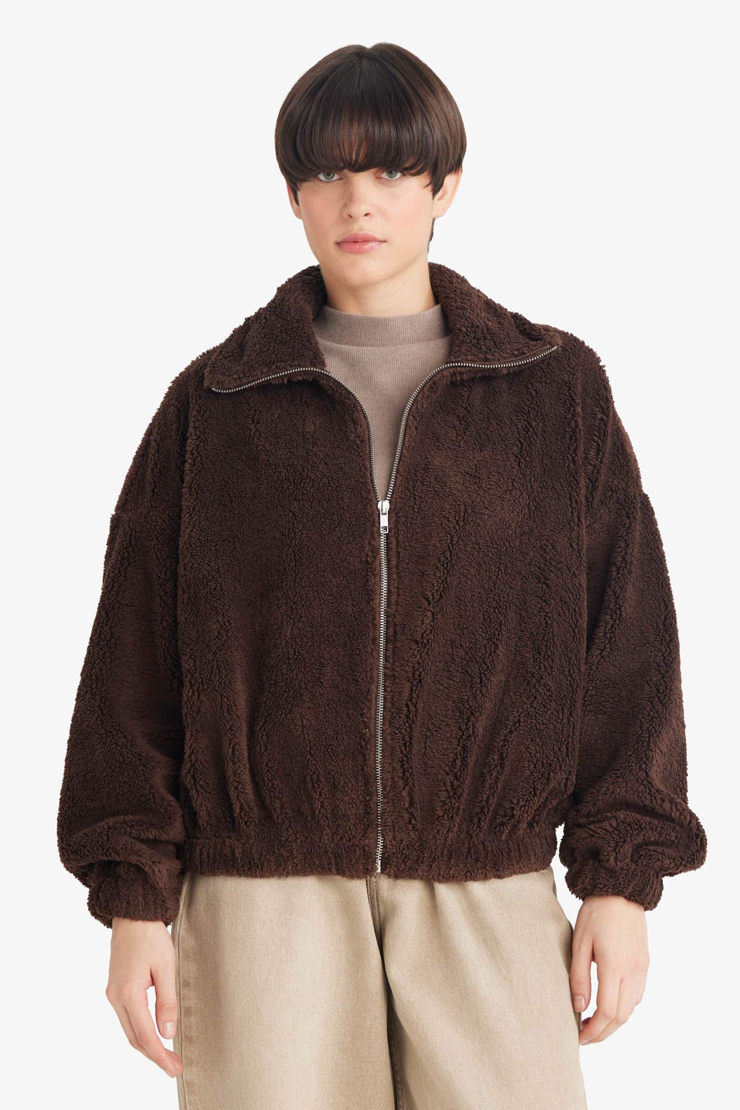 Oversize Geniş Kalıp Polo Yaka Welsoft Pelüş Fermuarlı Hırka