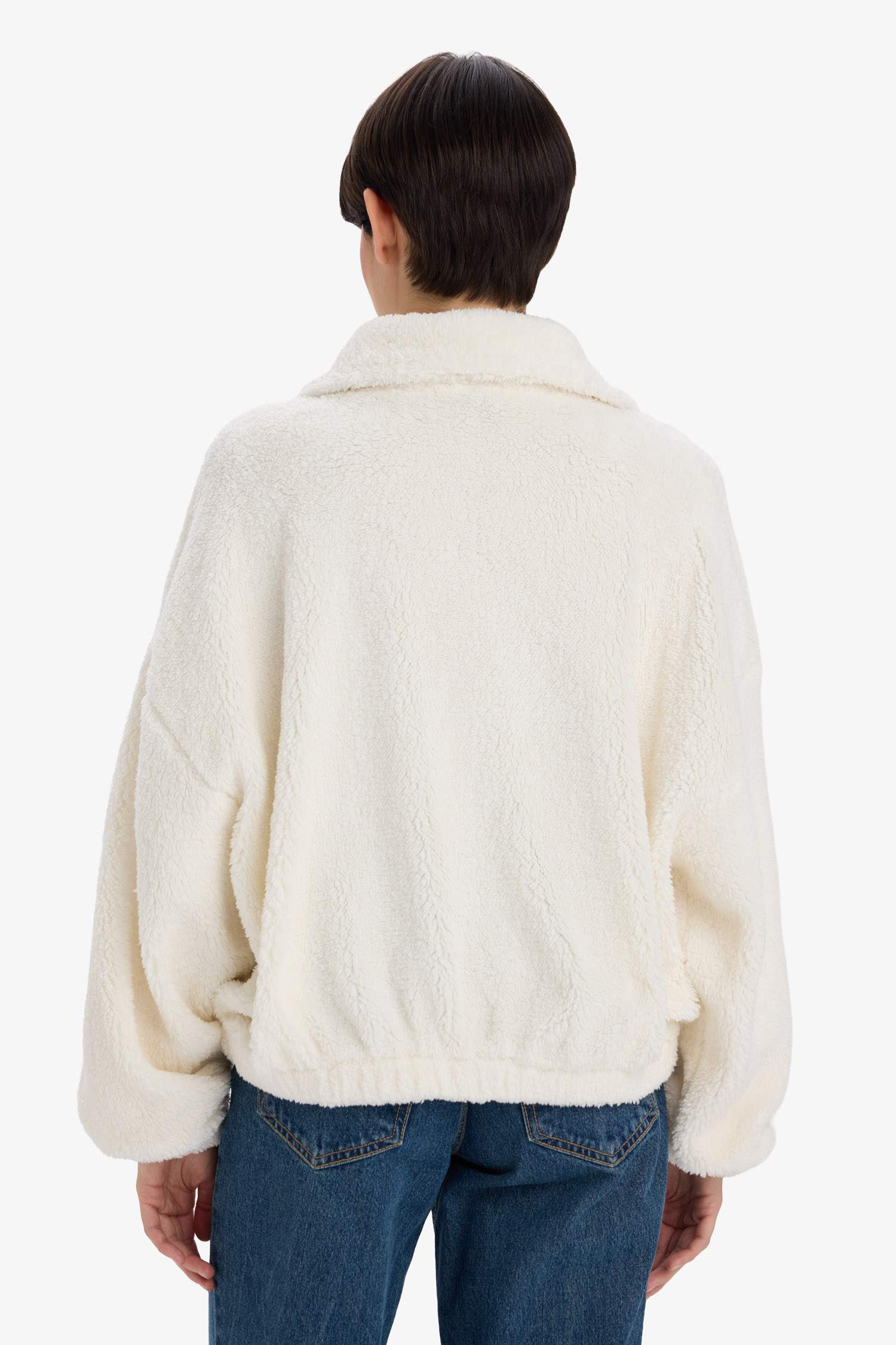 Oversize Geniş Kalıp Polo Yaka Welsoft Pelüş Hırka