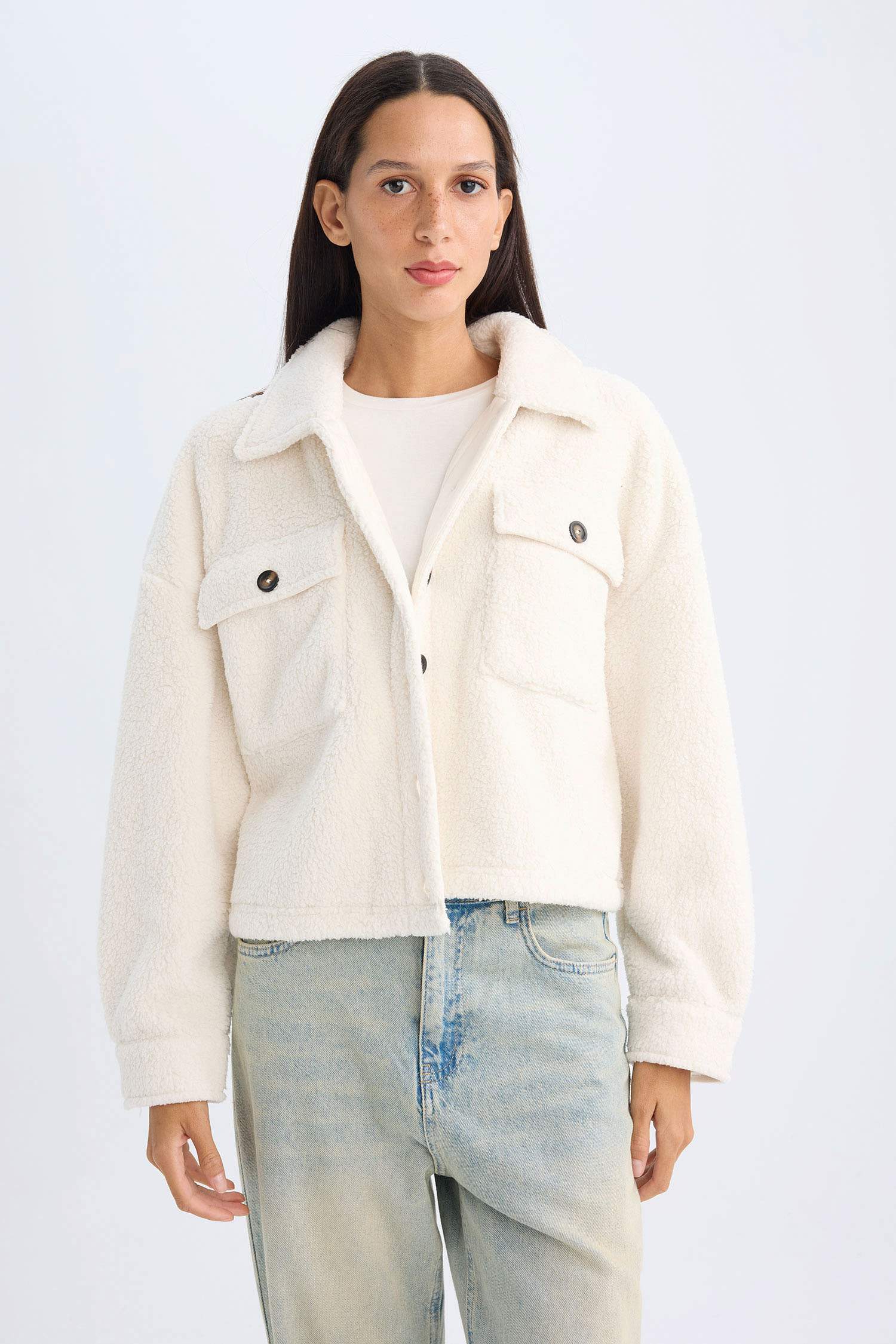 Кардиган свободного кроя с воротником-поло