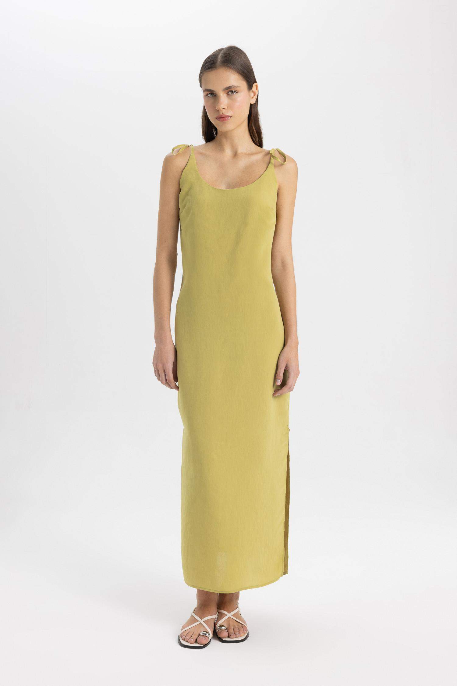 Straight Fit Round Neck Modal Strap Maxi Dress