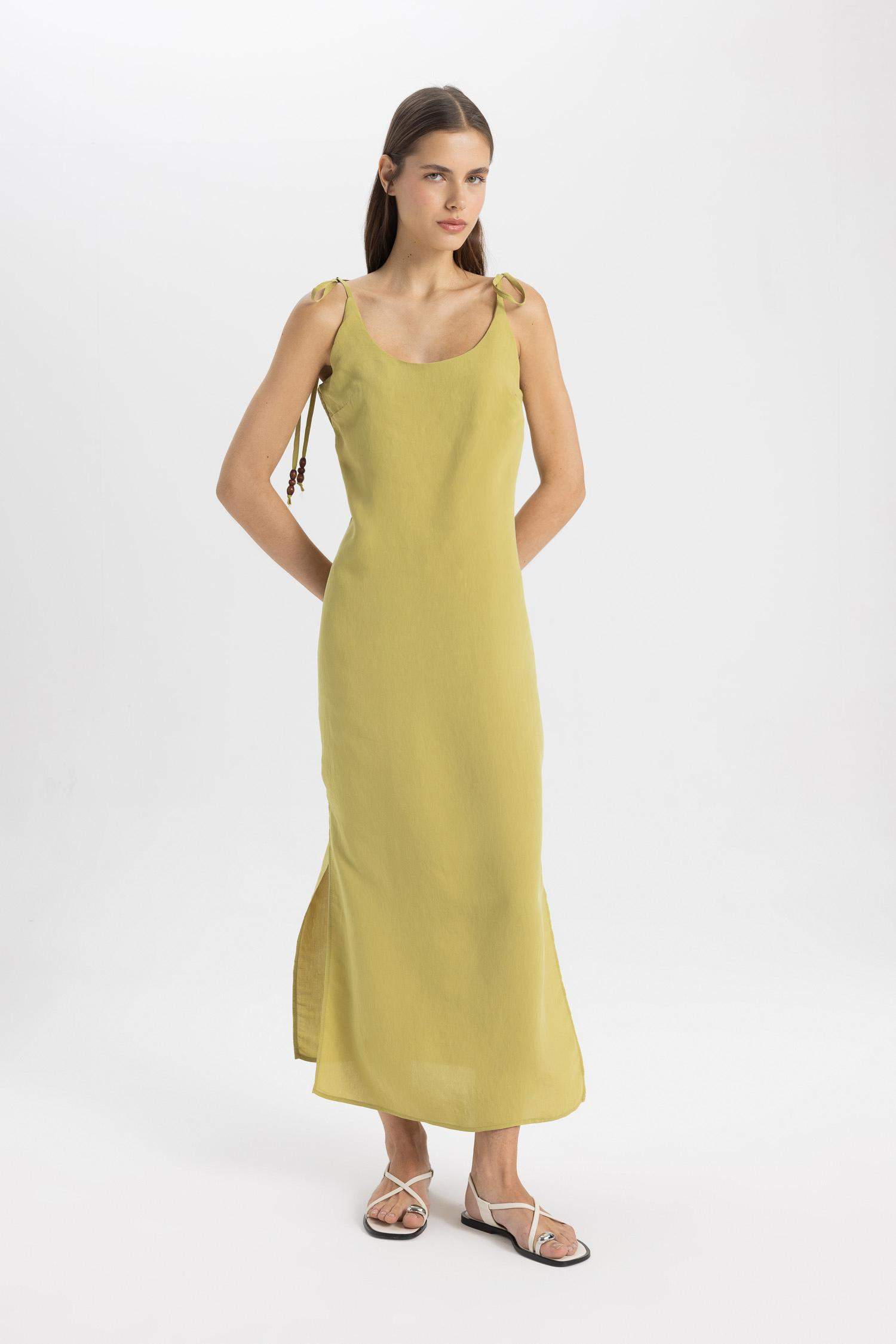 Straight Fit Round Neck Modal Strap Maxi Dress