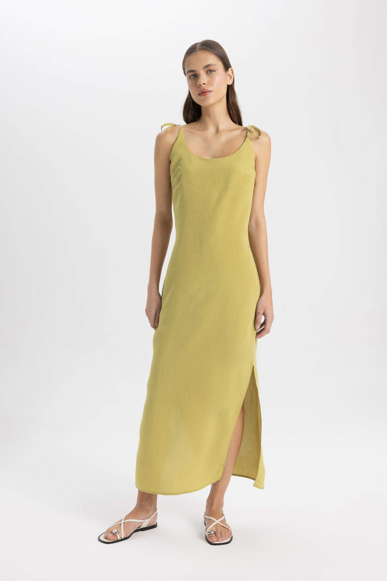 Straight Fit Round Neck Modal Strap Maxi Dress