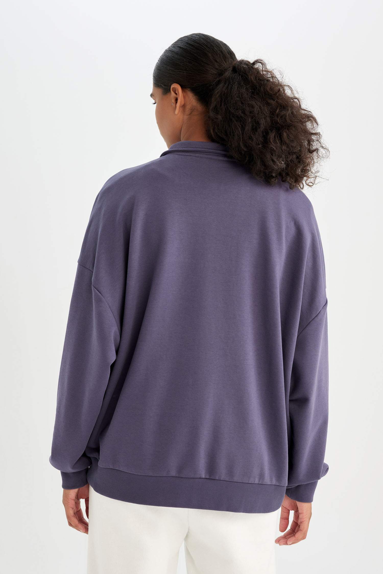 NBA Brooklyn Nets Oversize Geniş Kalıp Yarım Fermuarlı Dik Yaka Sweatshirt