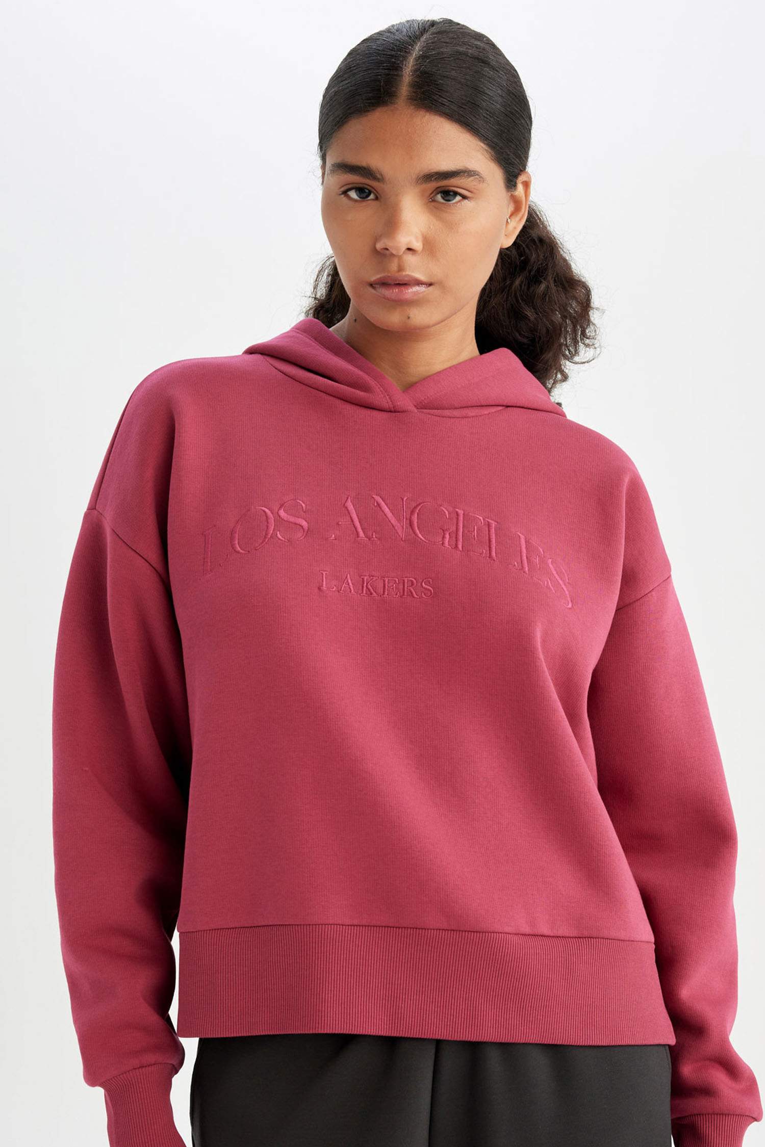 DeFactoFit NBA Los Angeles Lakers Kapüşonlu Kalın Sweatshirt