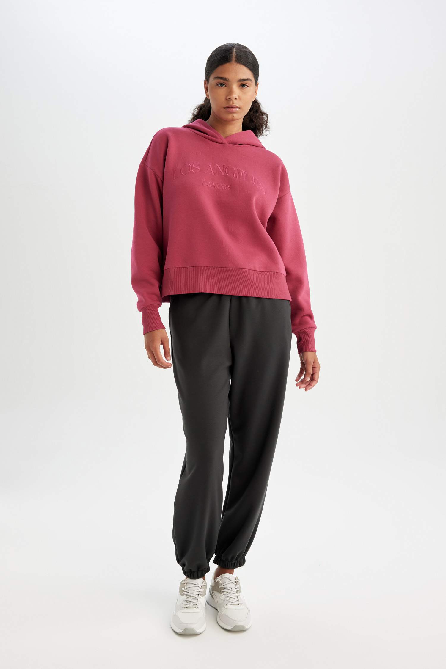 DeFactoFit NBA Los Angeles Lakers Kapüşonlu Kalın Sweatshirt