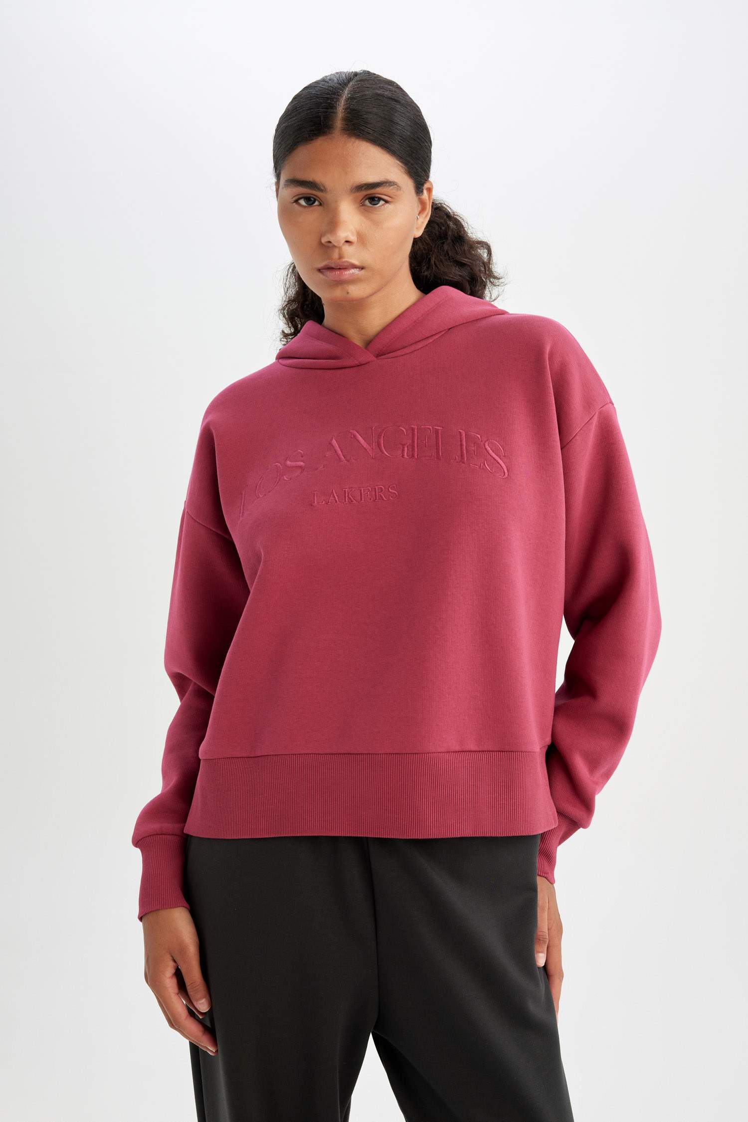 DeFactoFit NBA Los Angeles Lakers Kapüşonlu Kalın Sweatshirt