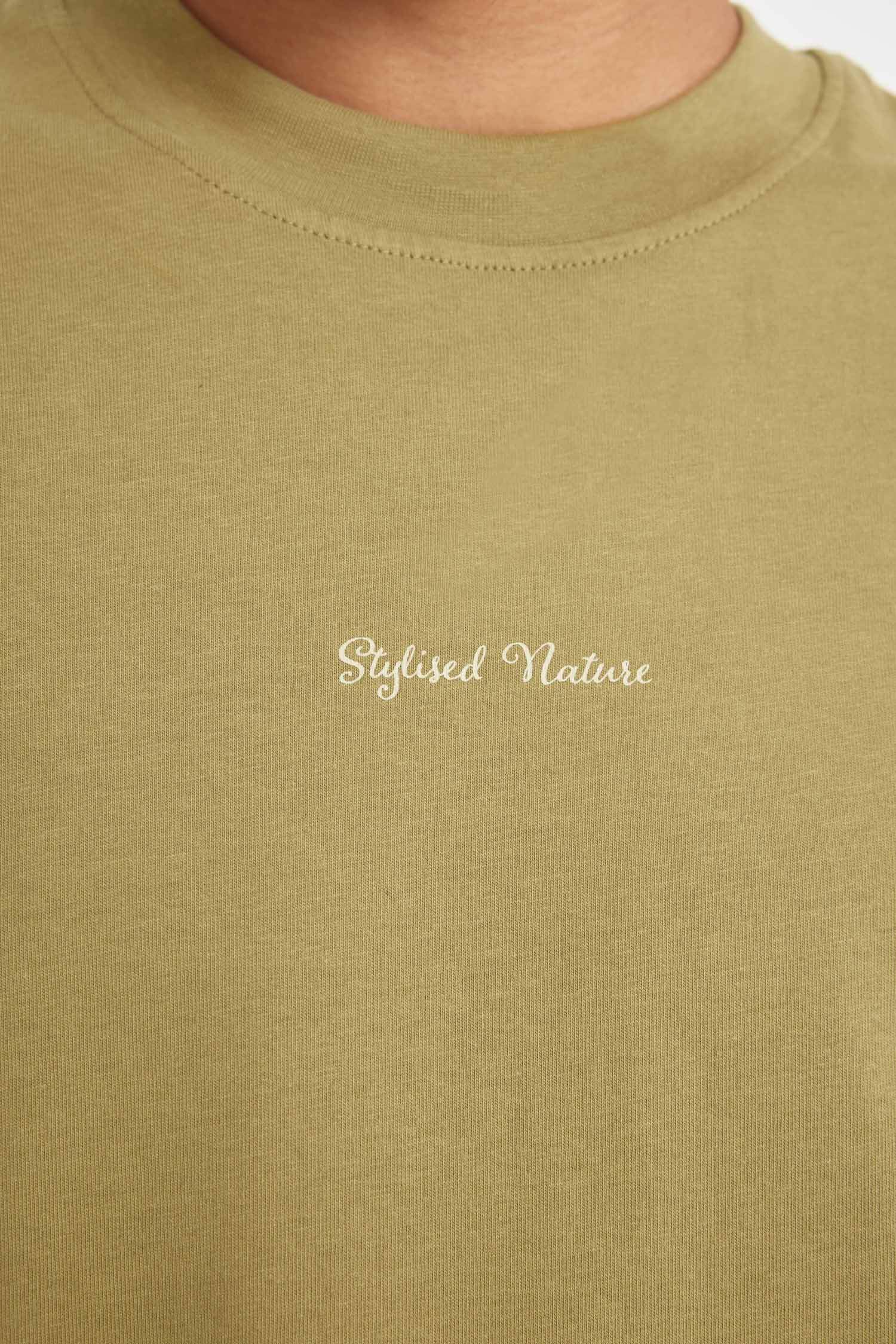 %100 Pamuk Boxy Fit Bisiklet Yaka Sırt Baskılı Kısa Kollu Tişört