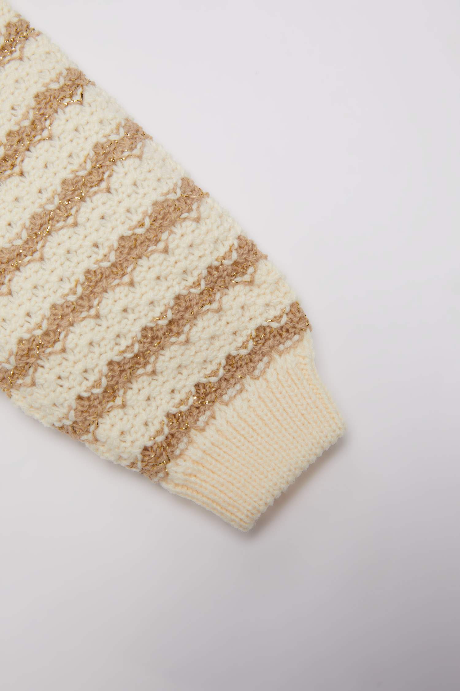 Kız Bebek Bisiklet Yaka Çizgili Triko Kazak