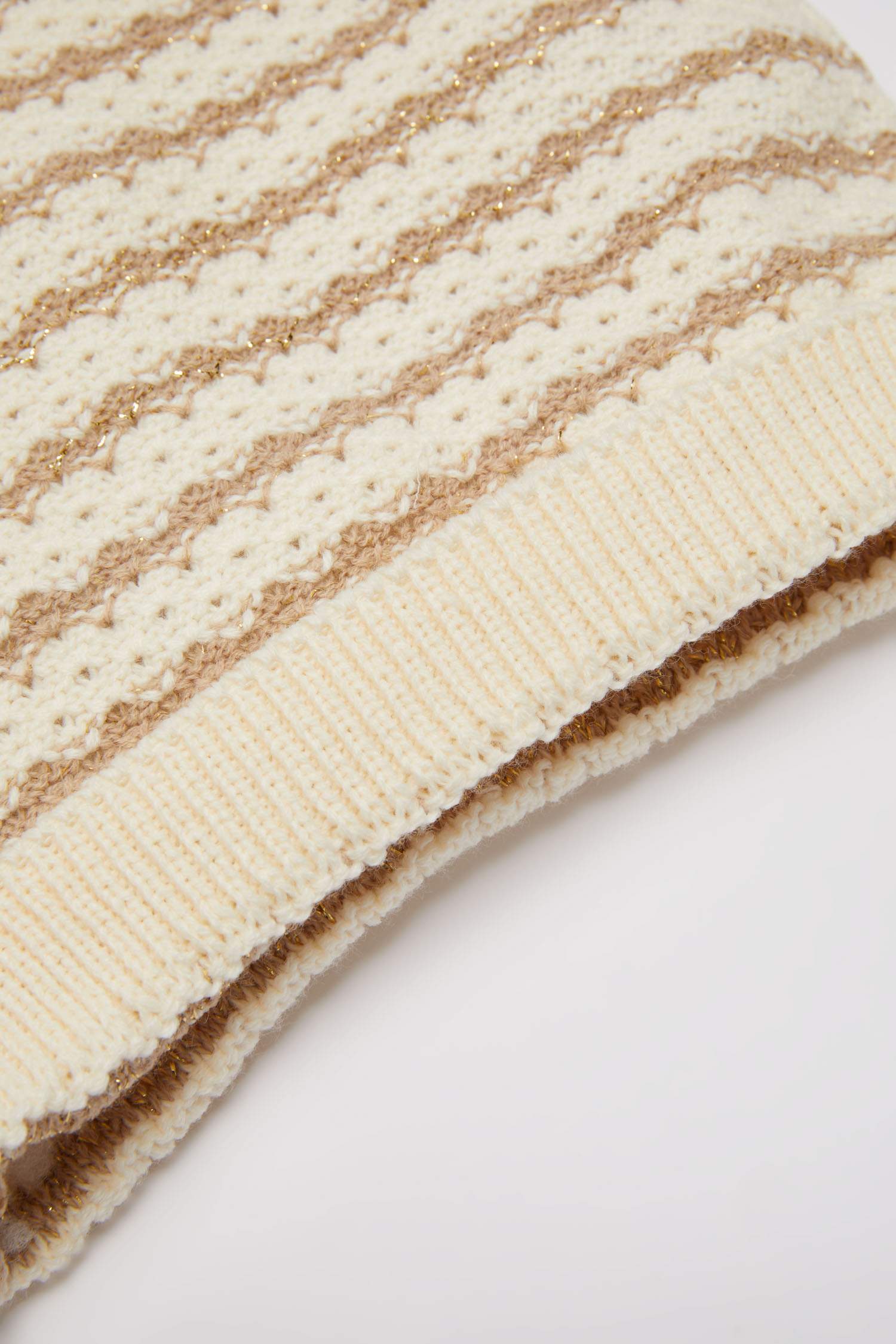 Kız Bebek Bisiklet Yaka Çizgili Triko Kazak