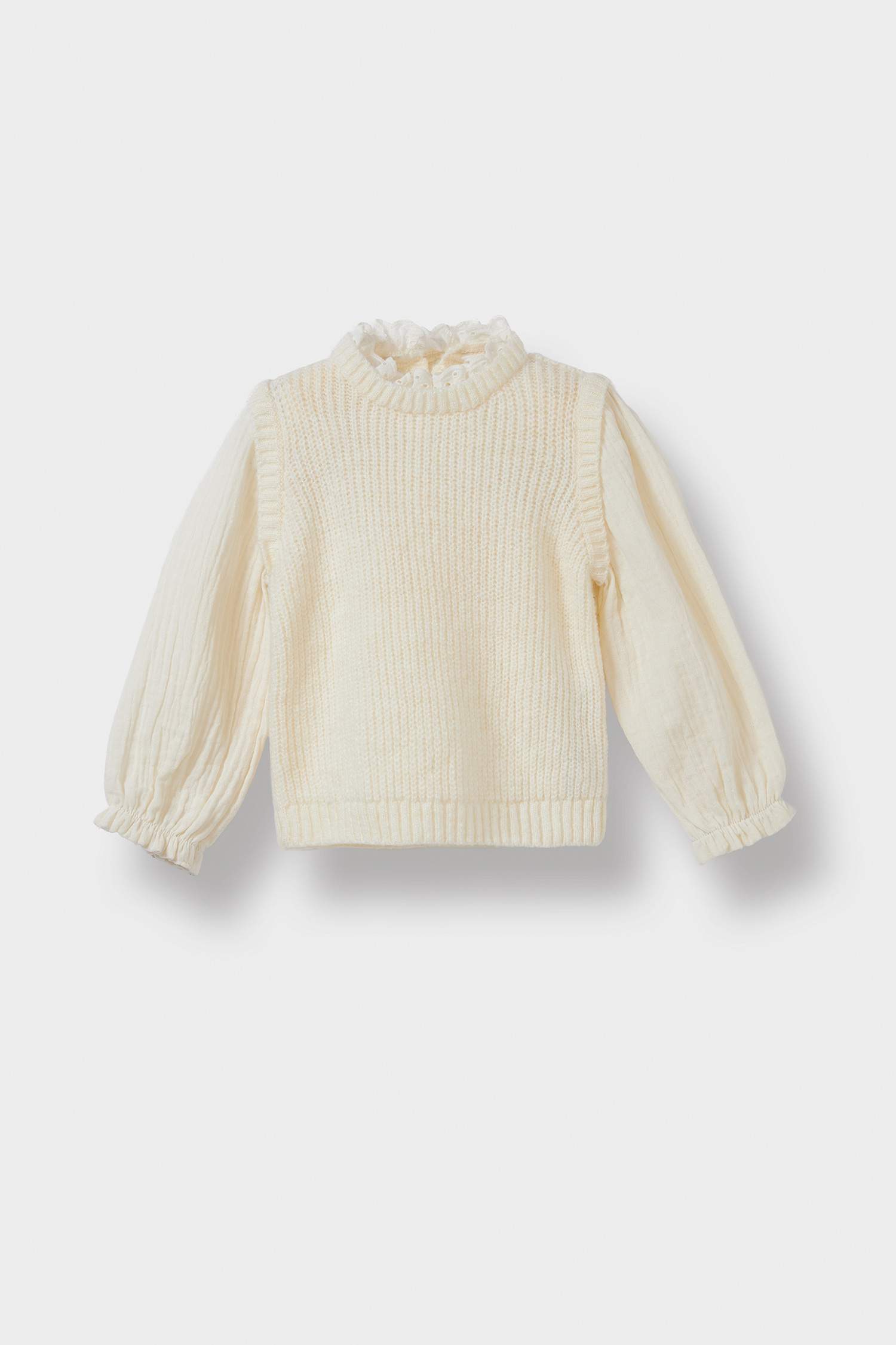 Pull en tricot brodé à col rond pour bébé fille