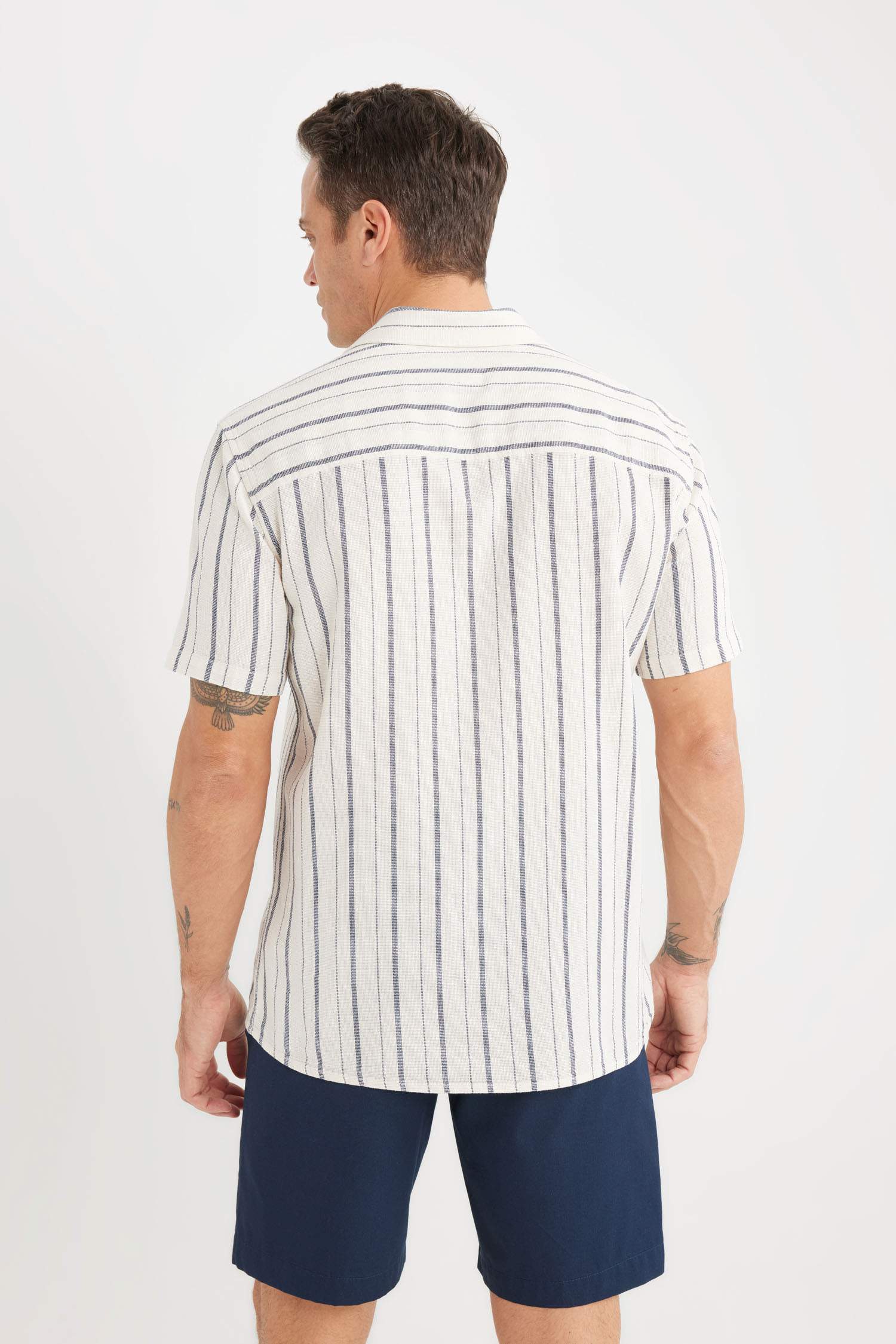 قميص بولو مخطط صيفي قطن مطبوع قصة عادية