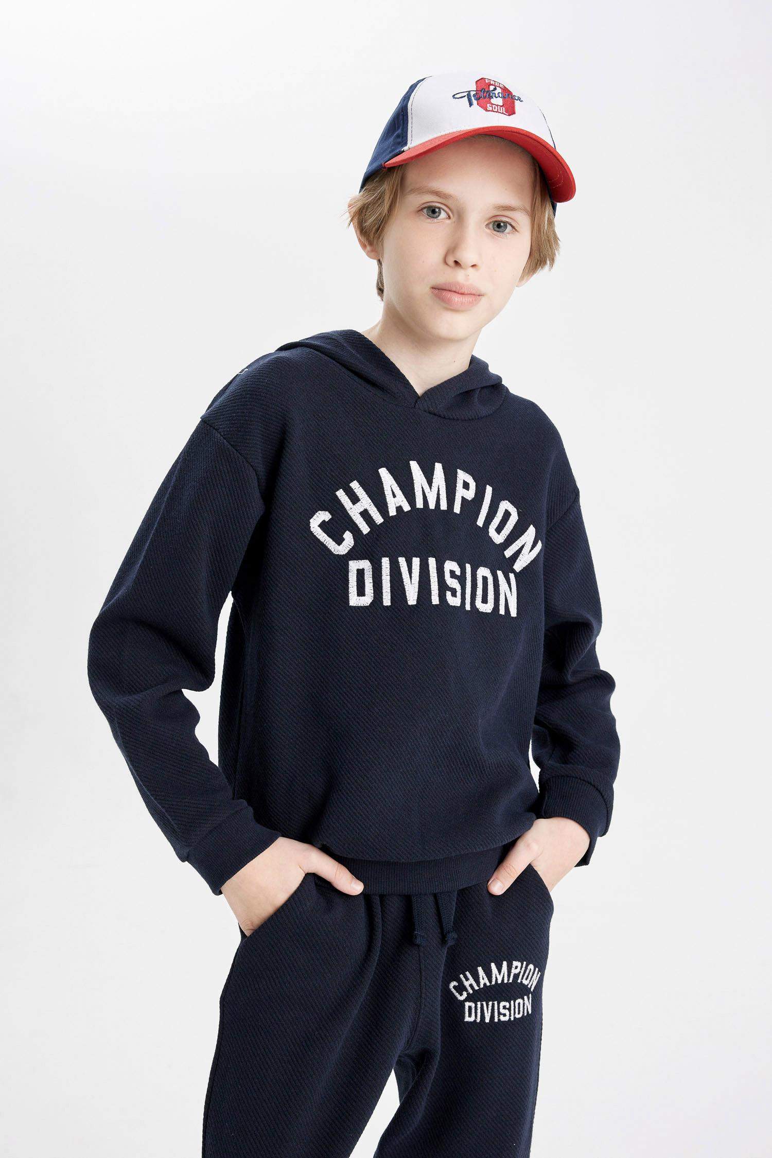 Erkek Çocuk 2'li Takım Kapüşonlu Baskılı Sweatshirt Jogger Eşofman Altı