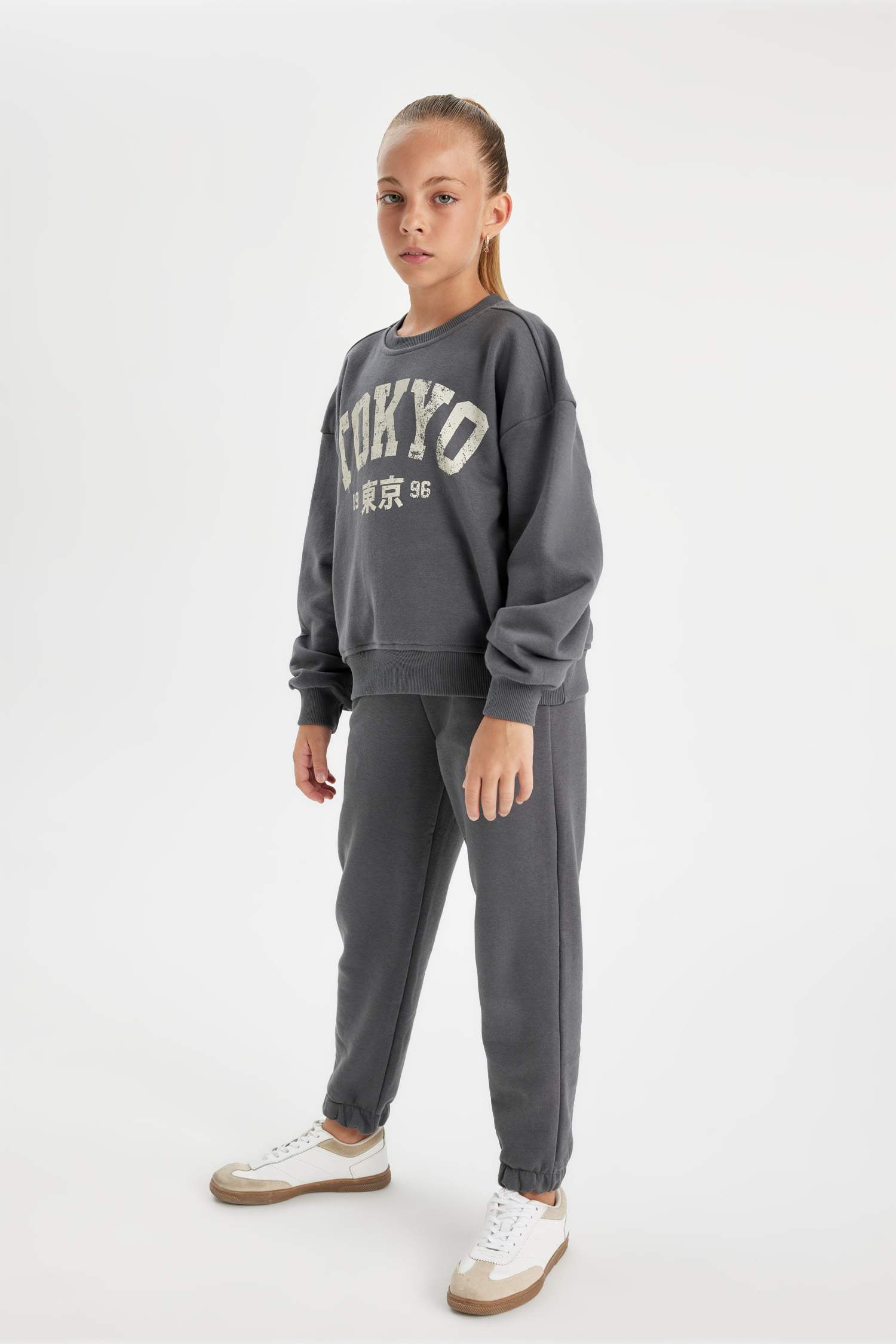 Ensemble de sweatshirt à col rond imprimé et jogging pour Fille