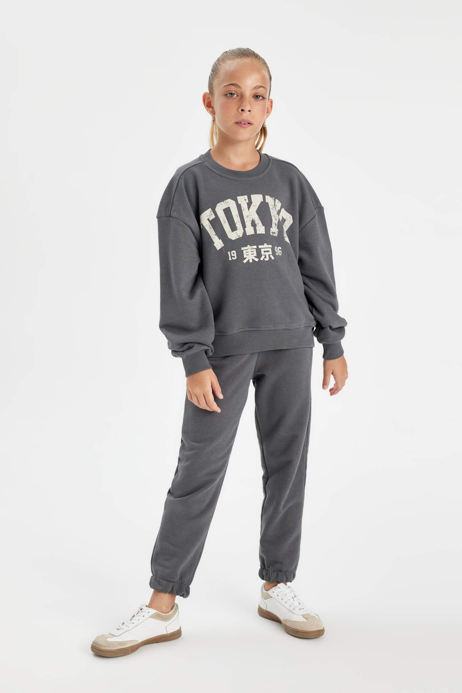 Ensemble de sweatshirt à col rond imprimé et jogging pour Fille