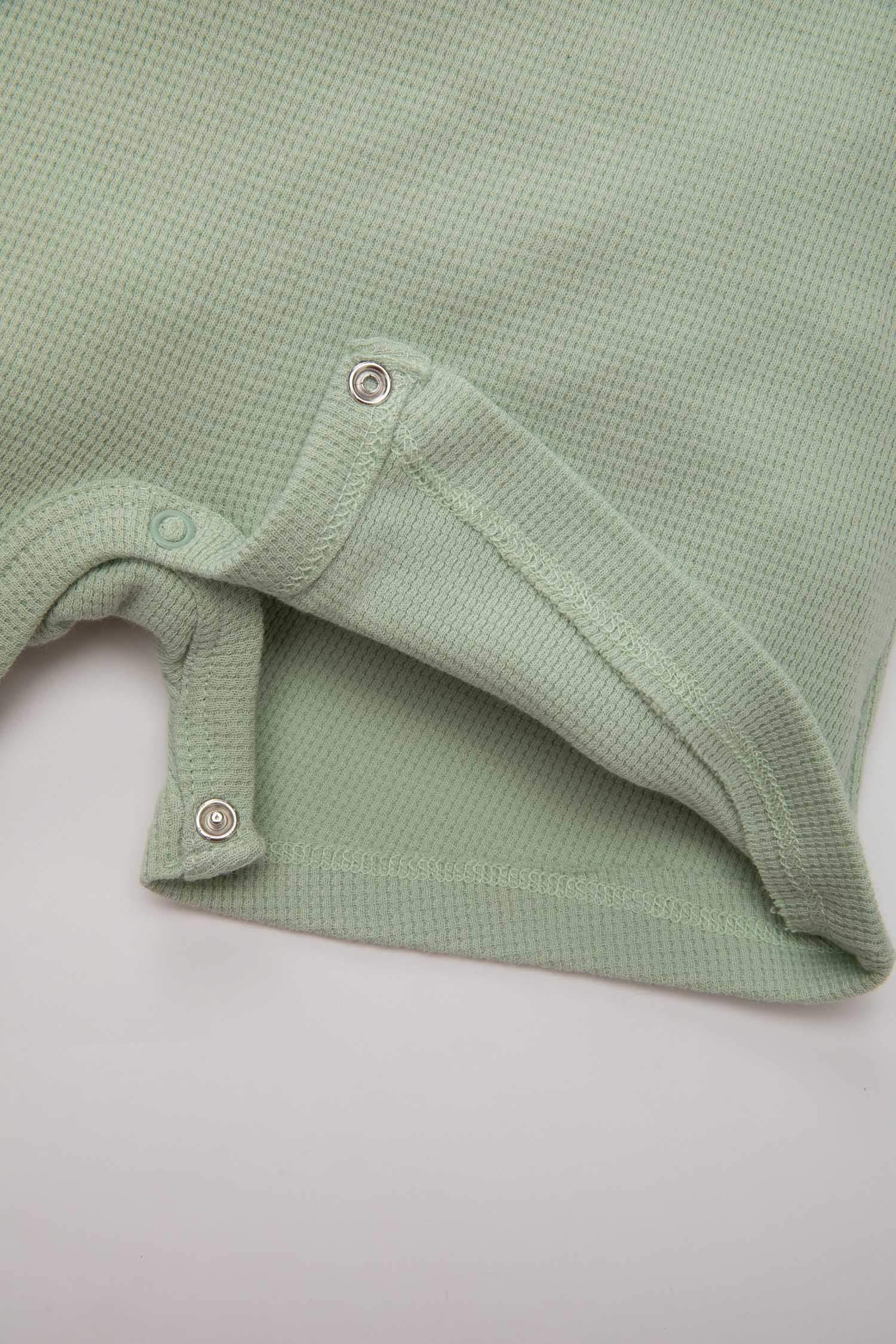 Erkek Bebek Yenidoğan Dinozor Baskılı Waffle Kısa Kollu Tulum