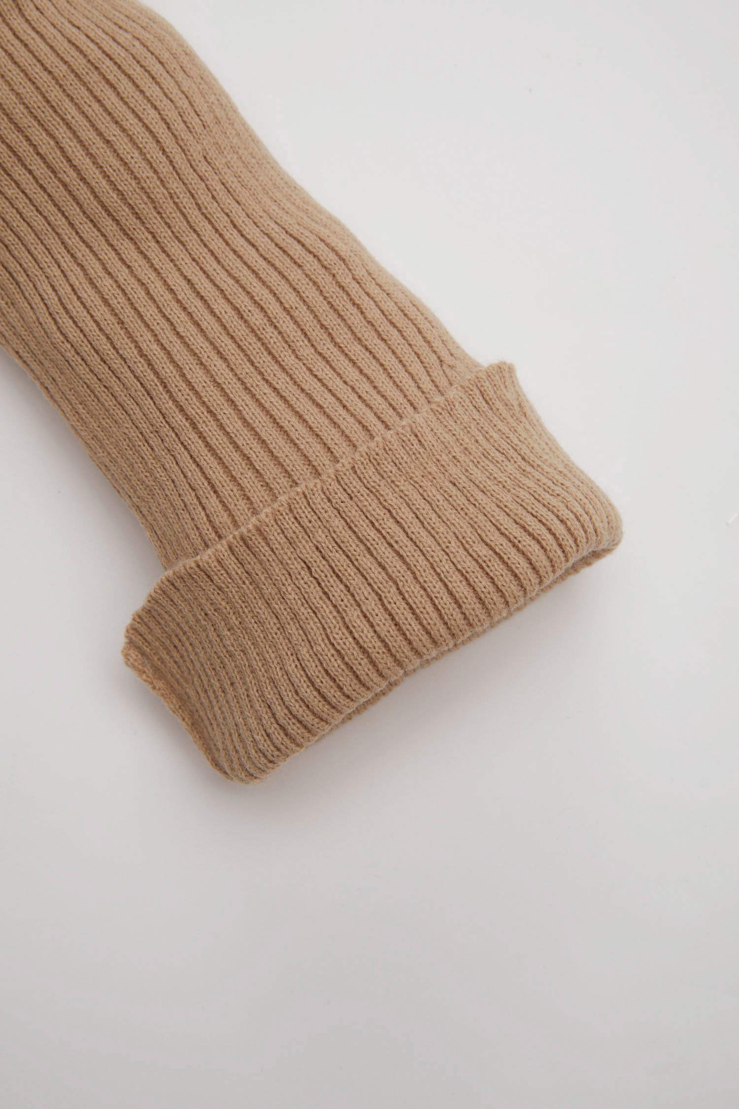 Kız Bebek İspanyol Paça Fitilli Bej Triko Tayt