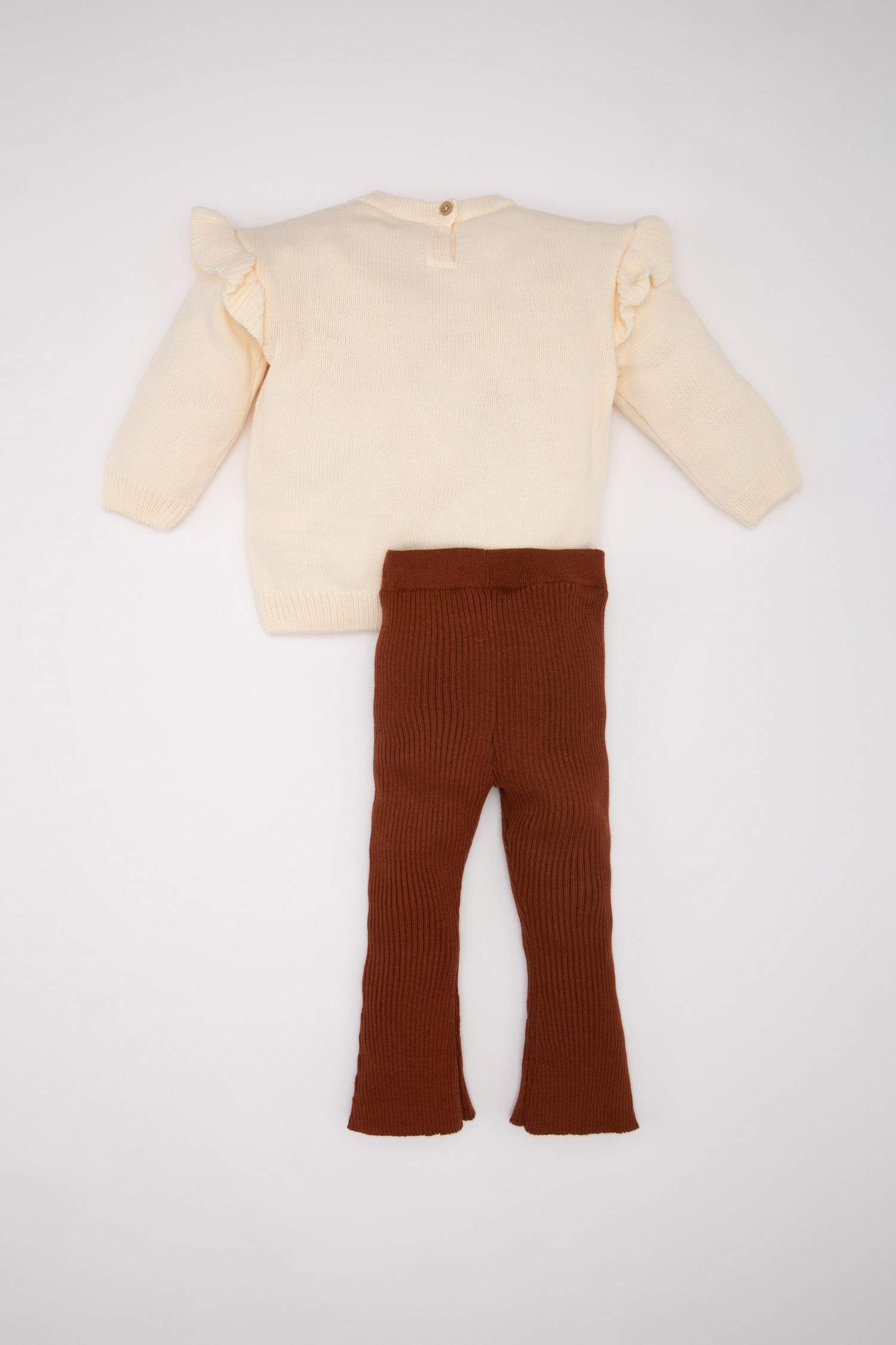 Kız Bebek 2'li Takım Çiçek Nakışlı Triko Kazak İspanyol Paça Tayt