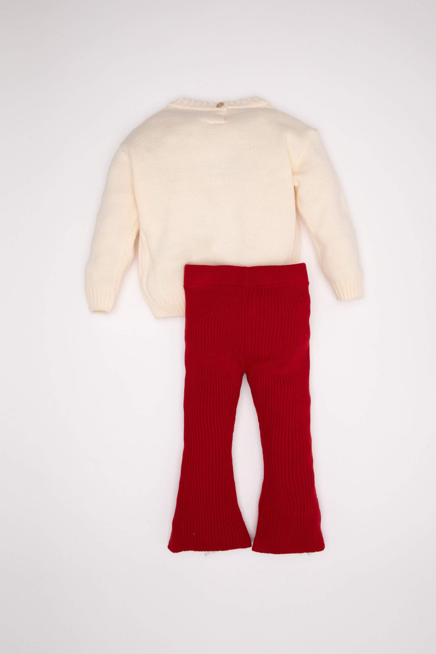 Kız Bebek 2'li Takım Yılbaşı Temalı Triko Kazak İspanyol Paça Tayt