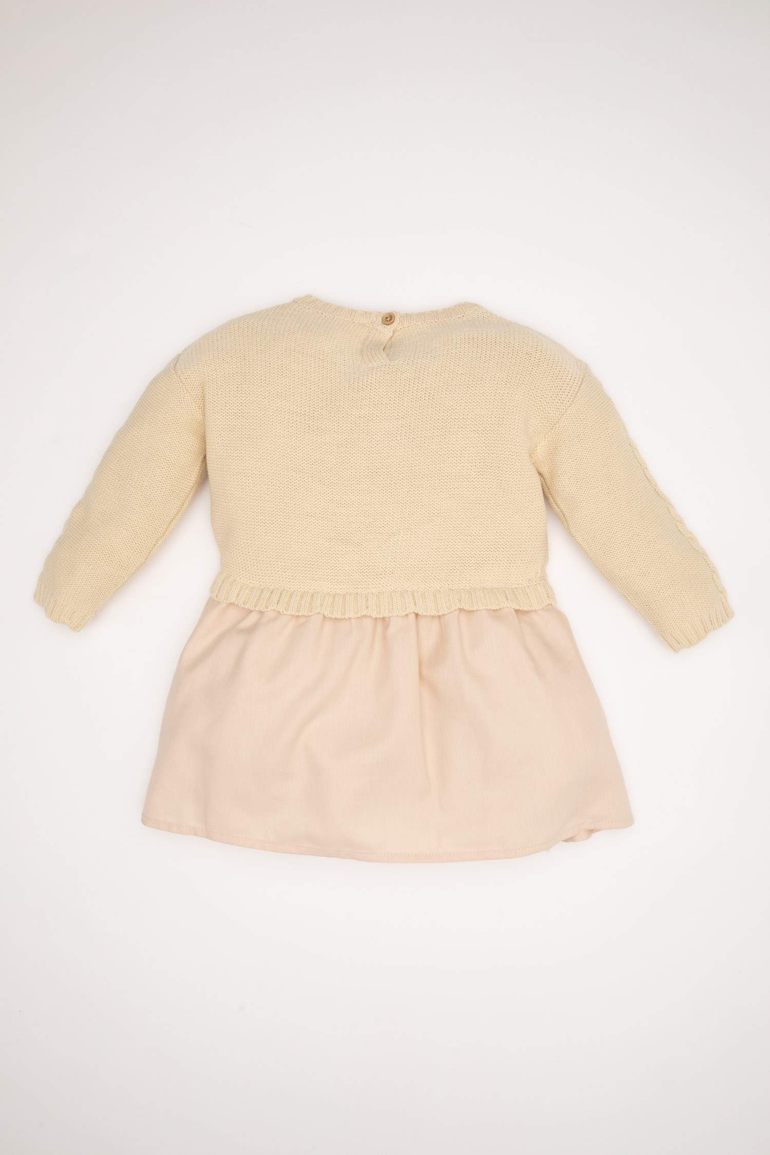 Kız Bebek Örgülü Uzun Kollu Elbise