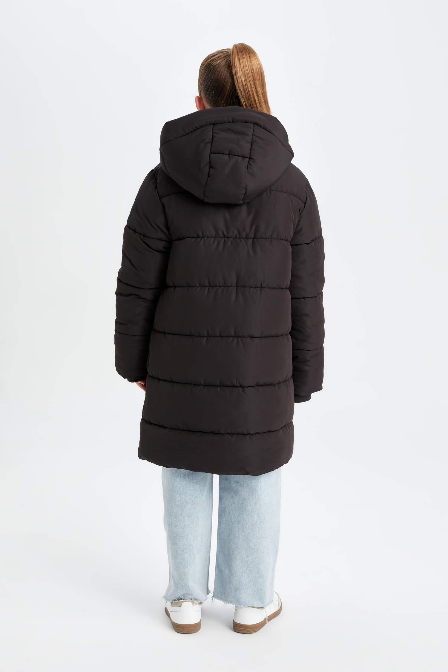 Kız Çocuk Su Geçirmez Kapüşonlu Fermuarlı Çıtçıtlı Cepli Parka