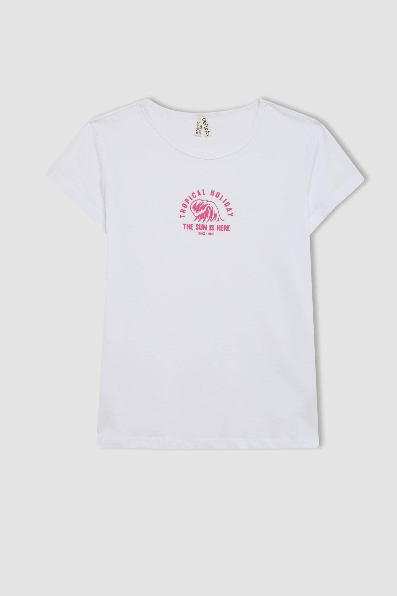 Kız Çocuk Pijama Takımı Baskılı Kısa Kollu Üst Şort