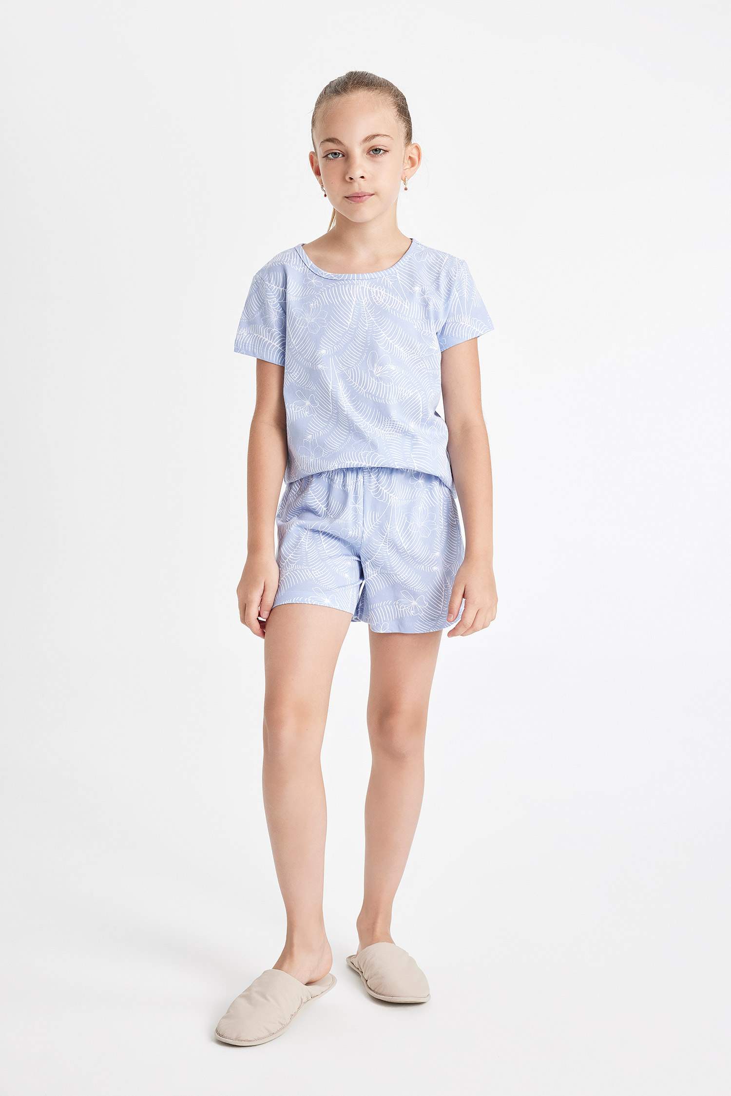 Ensemble Pyjama Short et T-Shirt à Manches Courtes à Motif pour Fille