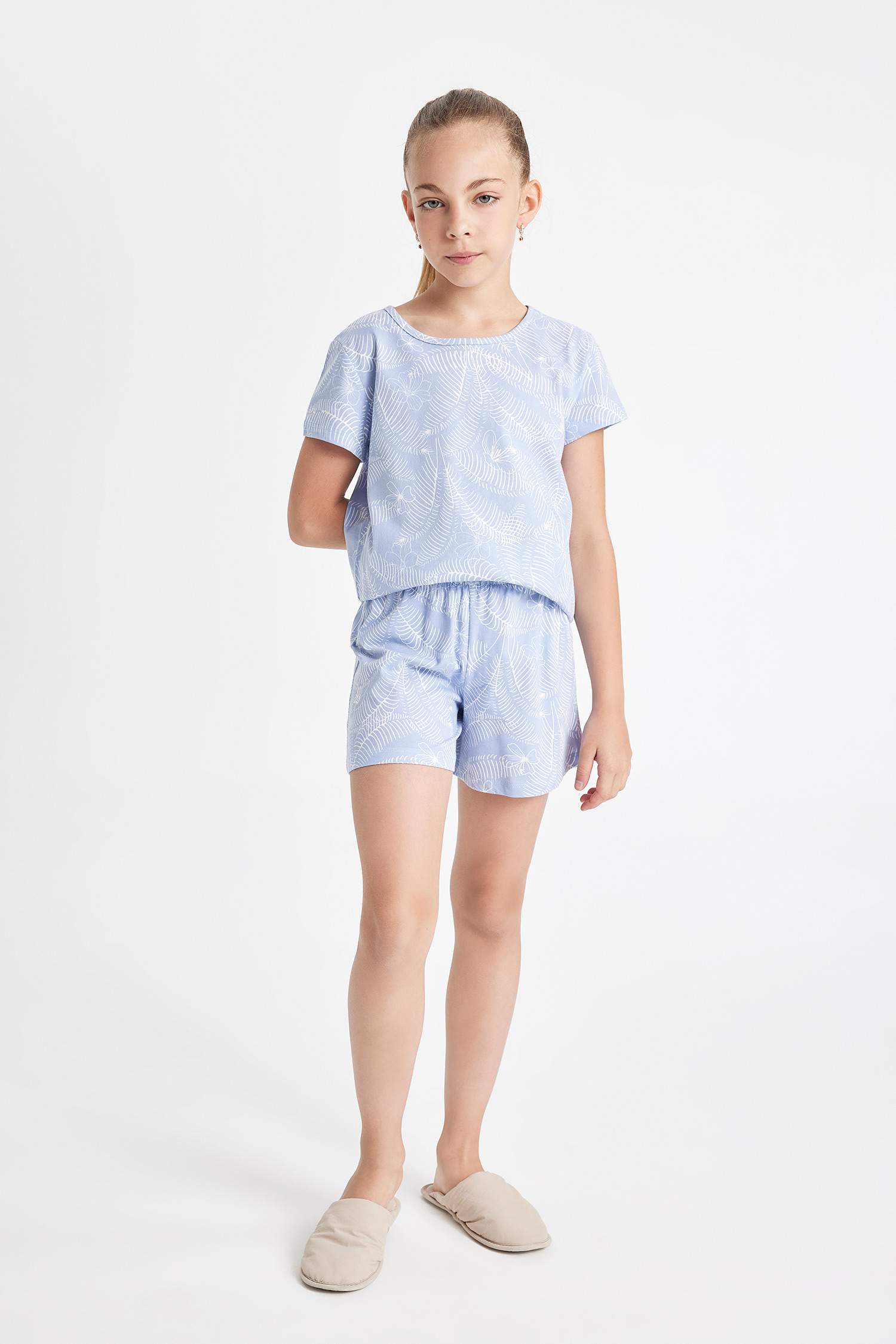 Ensemble Pyjama Short et T-Shirt à Manches Courtes à Motif pour Fille