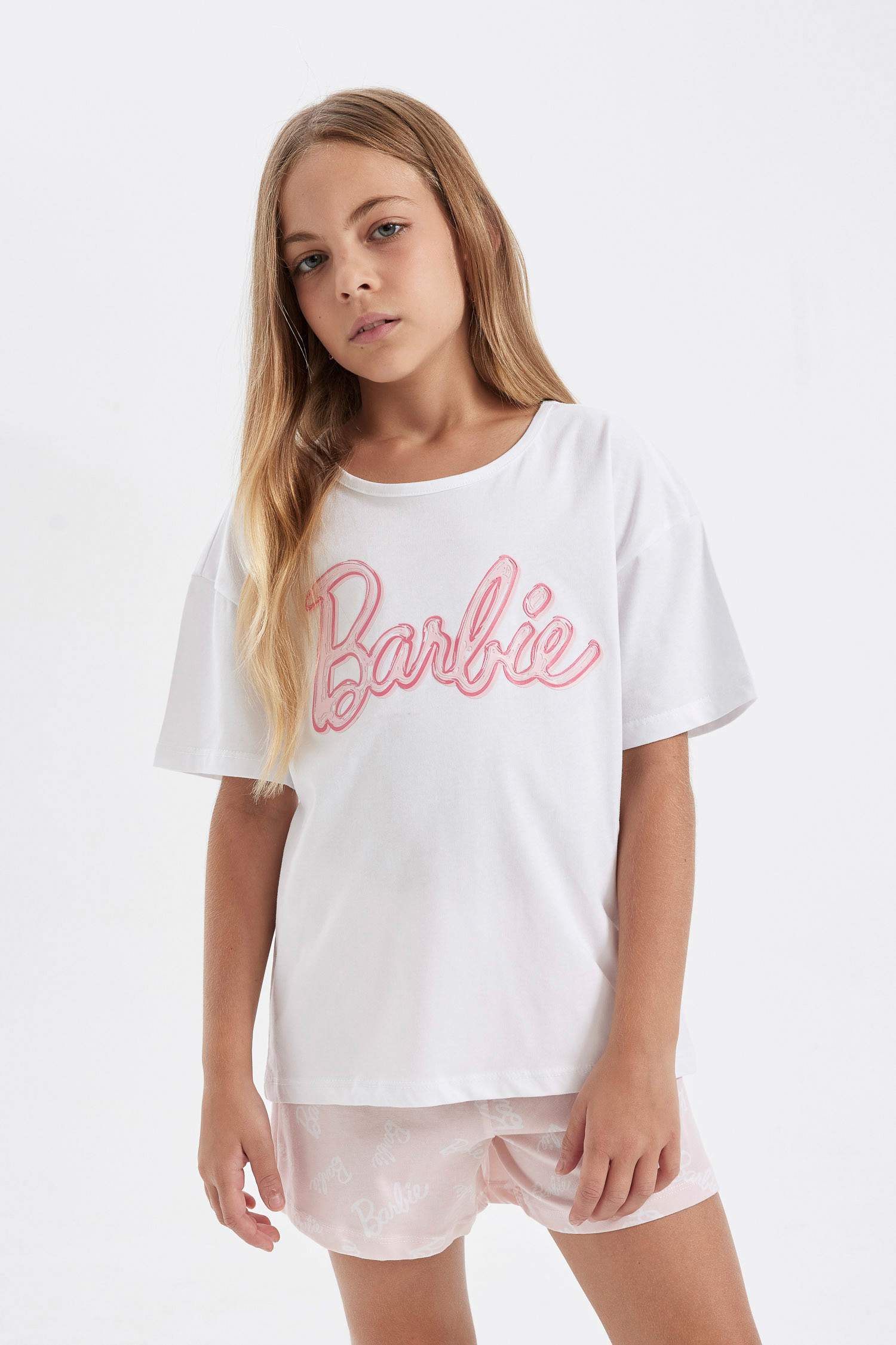 Girl Barbie Boxy Fit 2 Piece Pajama Set