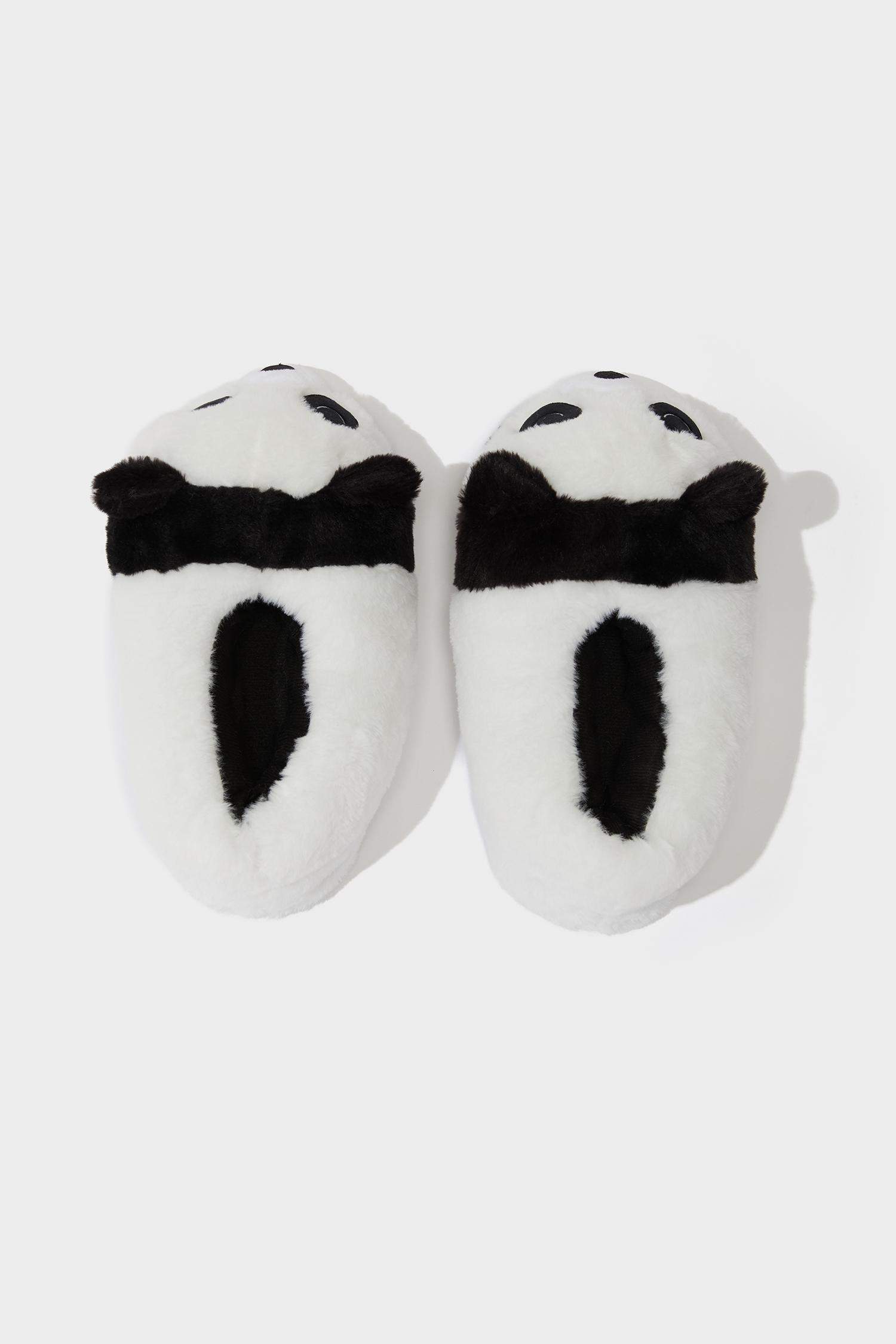 Kadın Panda Temalı Düz Taban Panduf