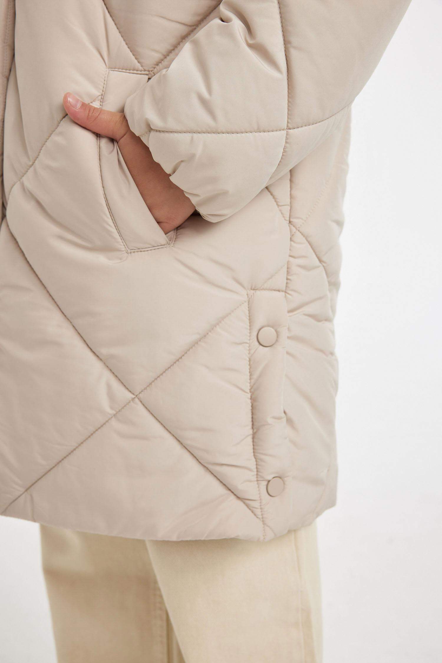 Kız Çocuk Su Geçirmez Kapüşonlu Uzun Şişme Mont Parka Kapitoneli Fermuarlı Cepli