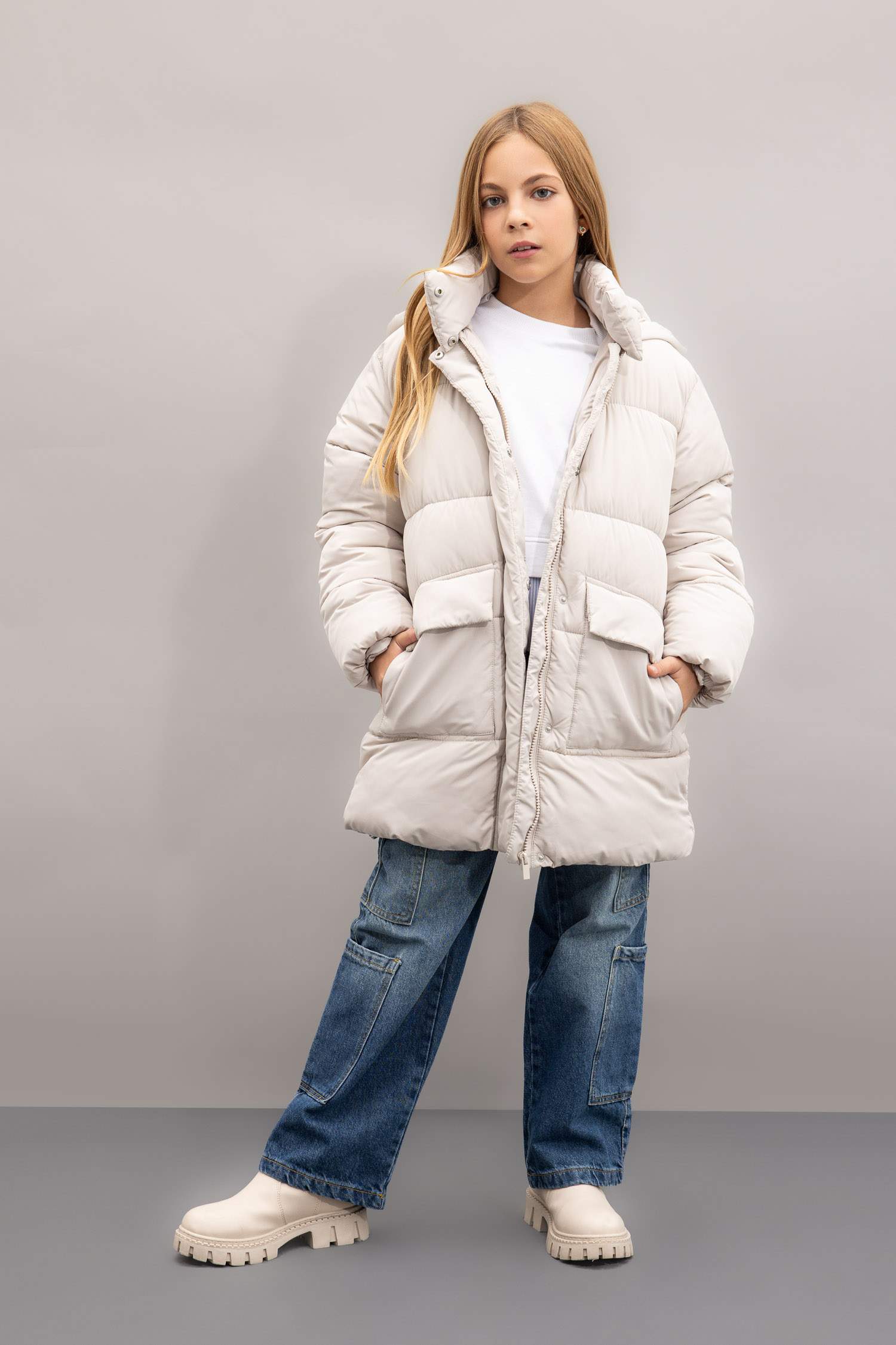 Girl Hooded Fleece Lined Waterproof Puffer Jacket