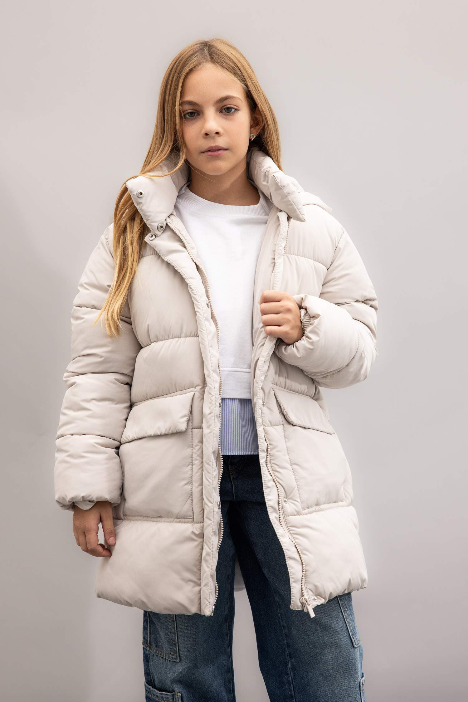 Girl Hooded Fleece Lined Waterproof Puffer Jacket