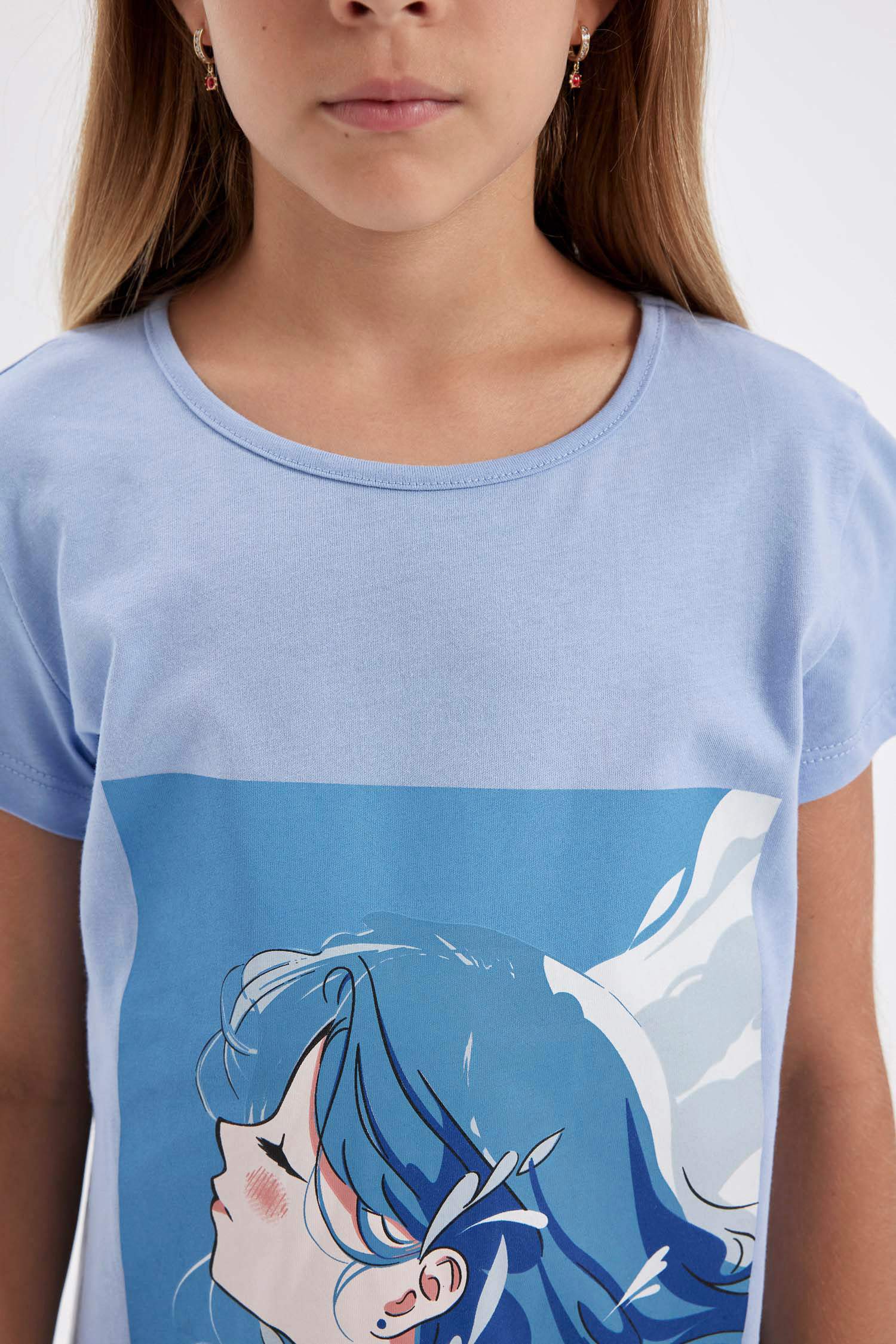 فستان نوم بناتي نص كم مطبوع