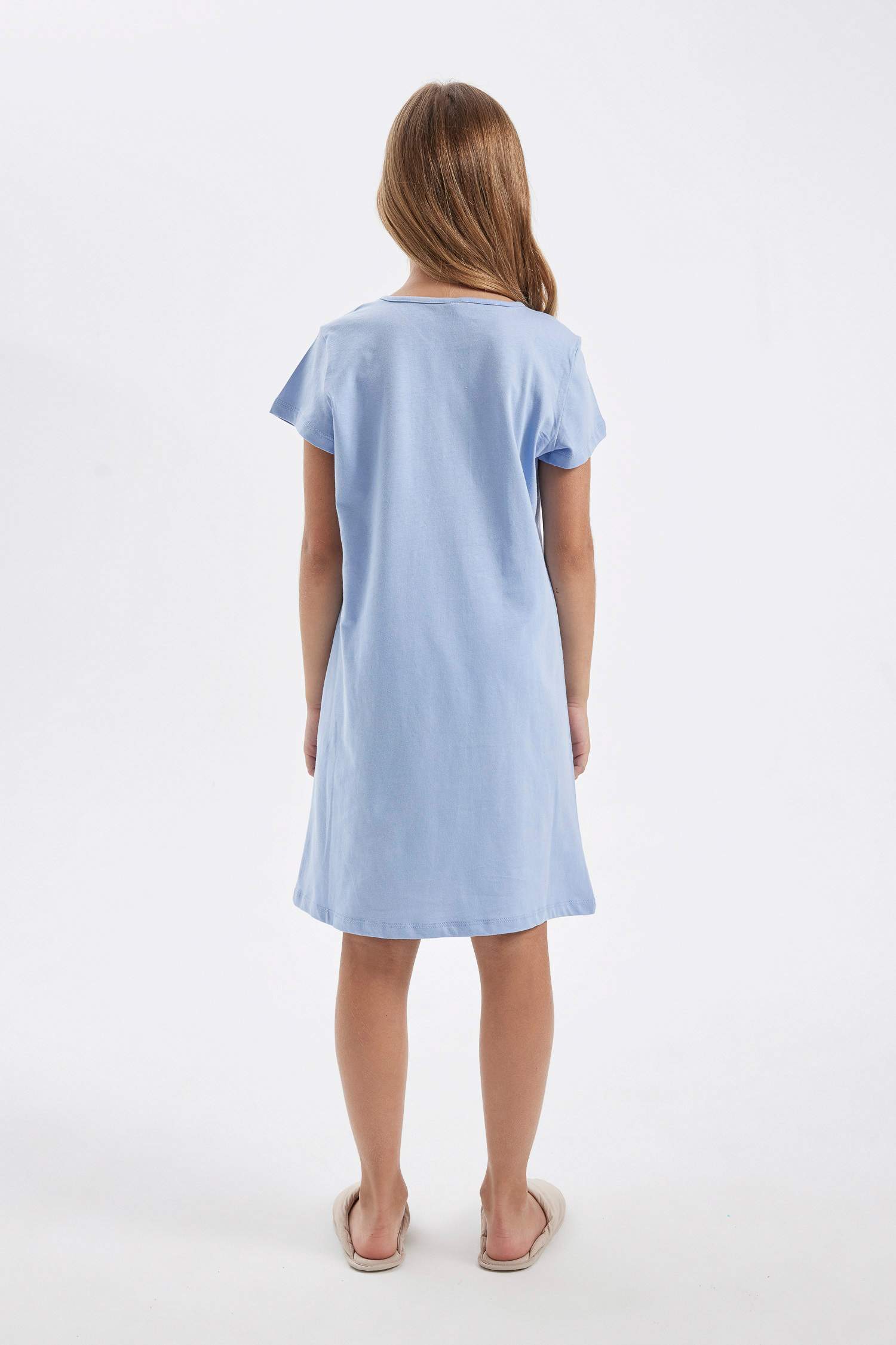 فستان نوم بناتي نص كم مطبوع