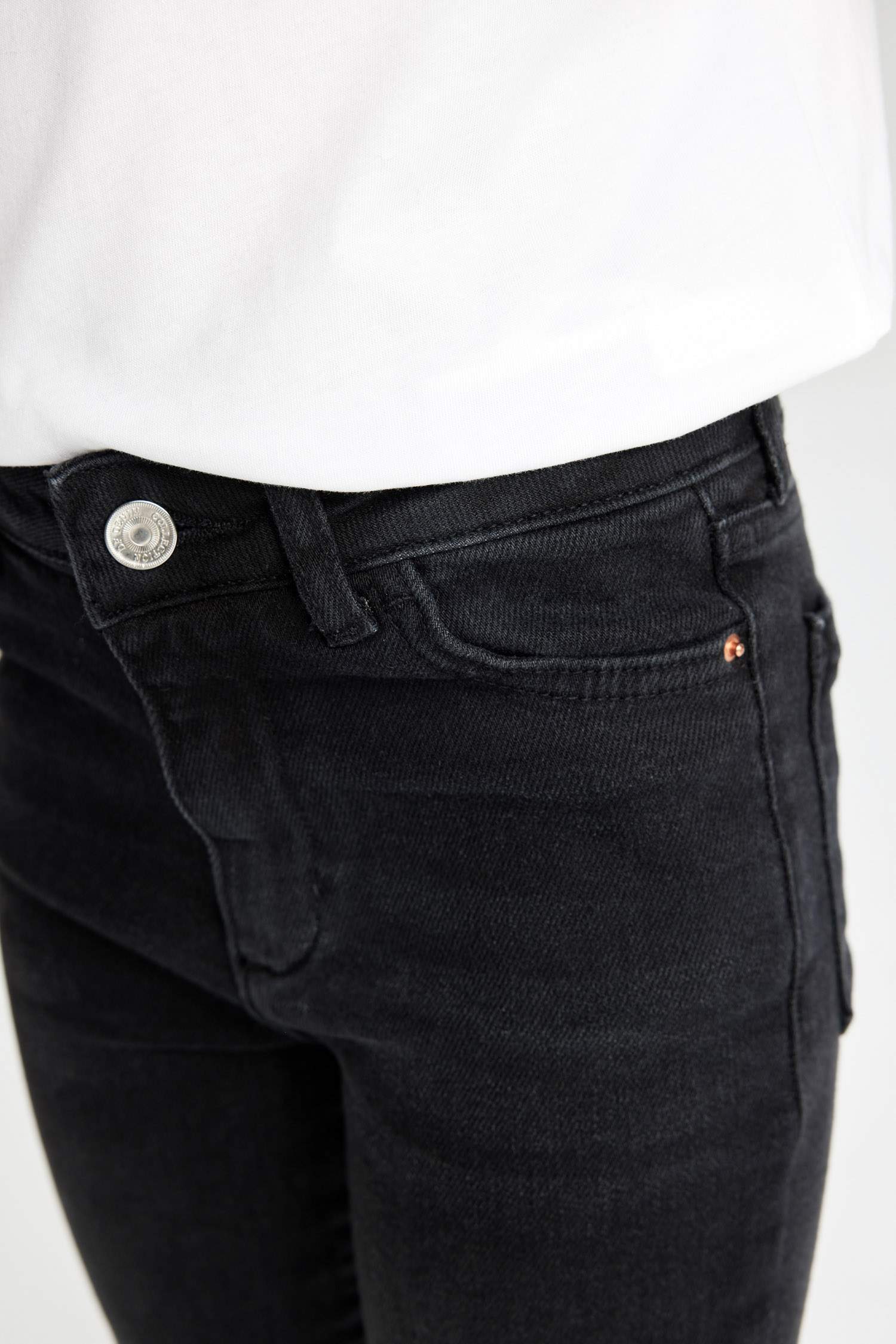 Kız Çocuk Flare Fit İspanyol Paça Cepli Siyah Jean Pantolon