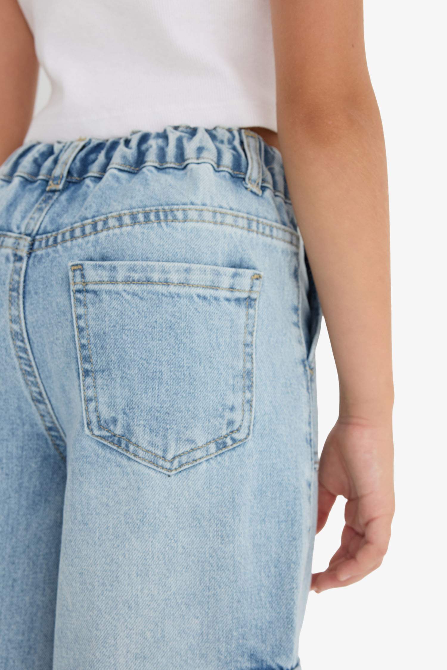 Kız Çocuk Wide Leg Kargo Geniş Paça Jean Pantolon