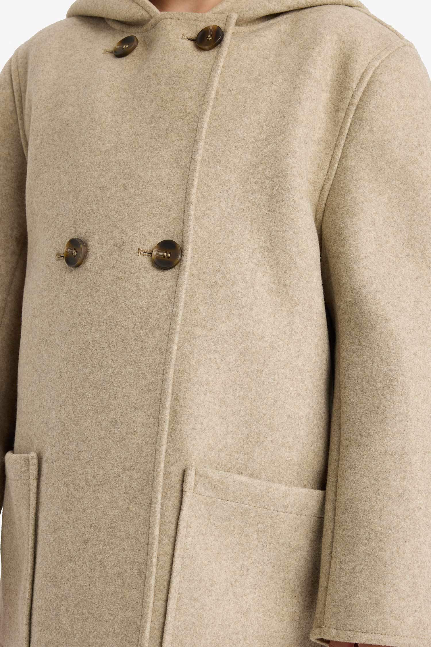 Kız Çocuk Kapüşonlu Kaşe Parka