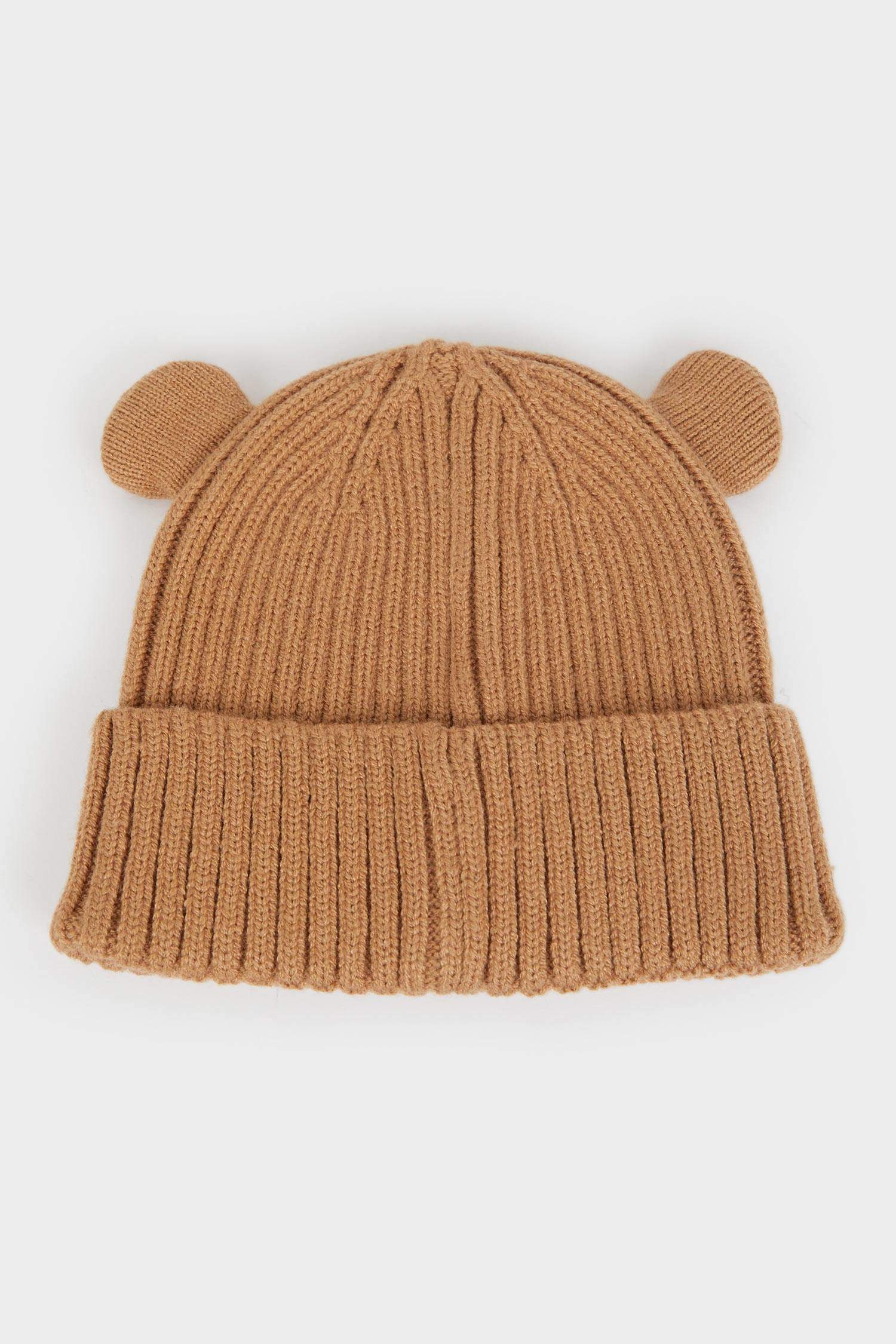 Erkek Bebek Dokuma Etiketli Kulaklı Triko Bere