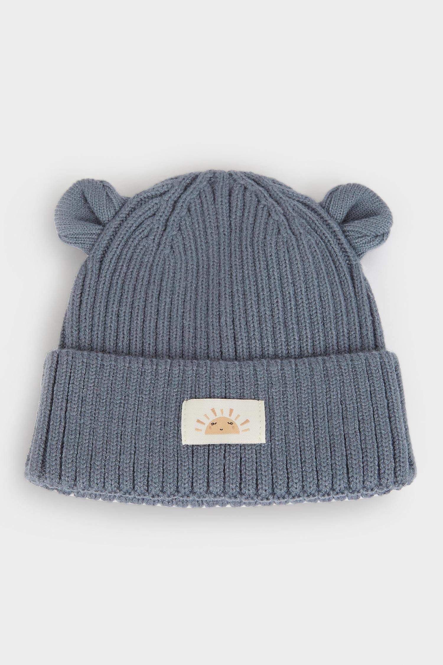 Erkek Bebek Kulaklı Örgü Bere