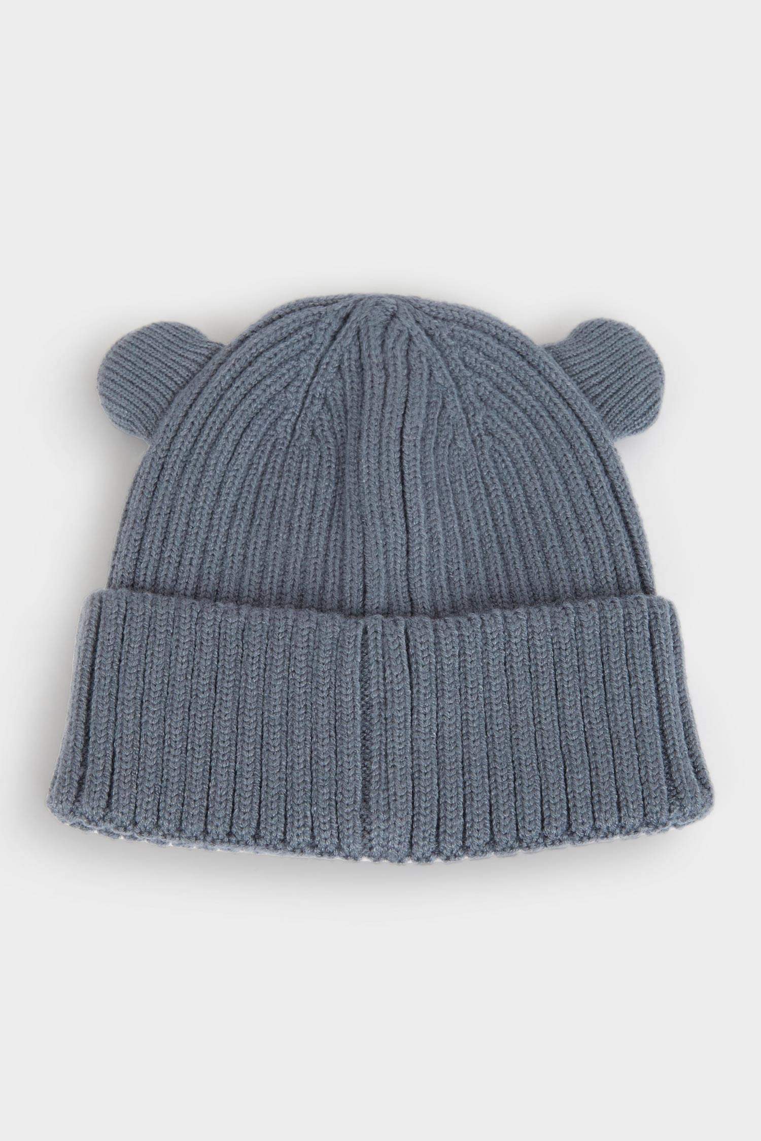 Erkek Bebek Kulaklı Örgü Bere