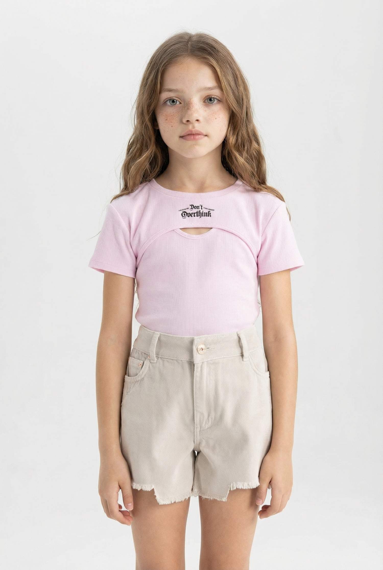 تيشيرت كروب بناتي مضلع - قطعتين