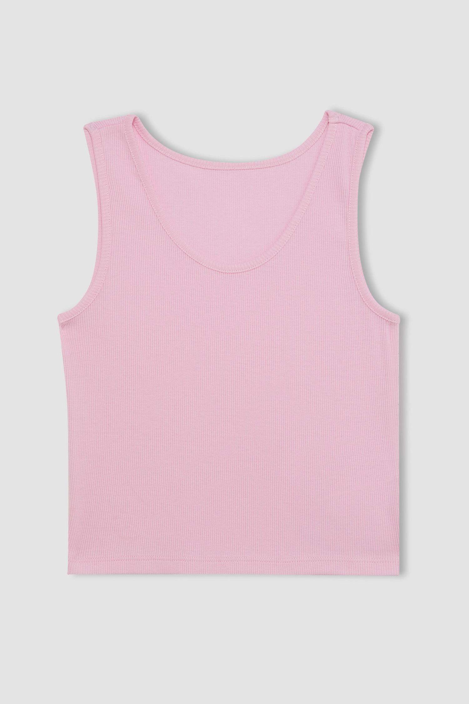 Girl Crop Ribbed Camisole 2 Piece Short Sleeve T-Shirt