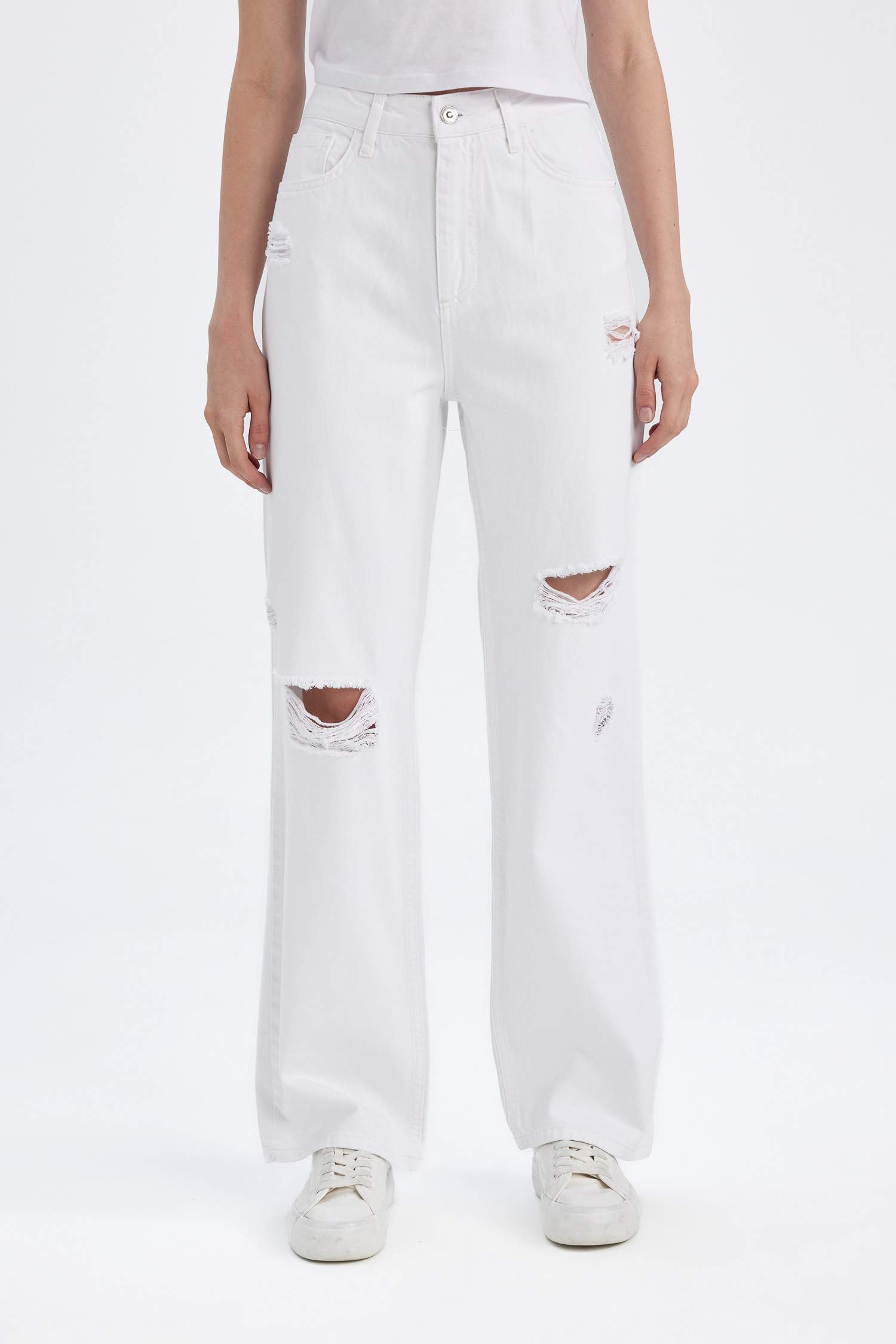 بنطرون وايد ليج برجل واسع وخصر عالي