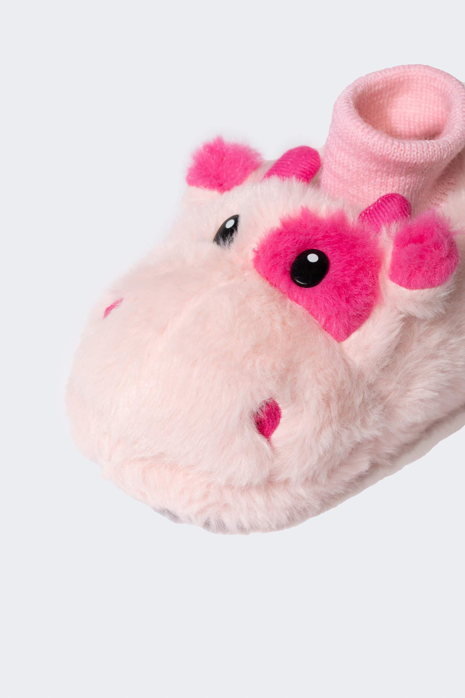 Kız Çocuk Pembe Zürafa Temalı Kalın Taban Pelüş Panduf