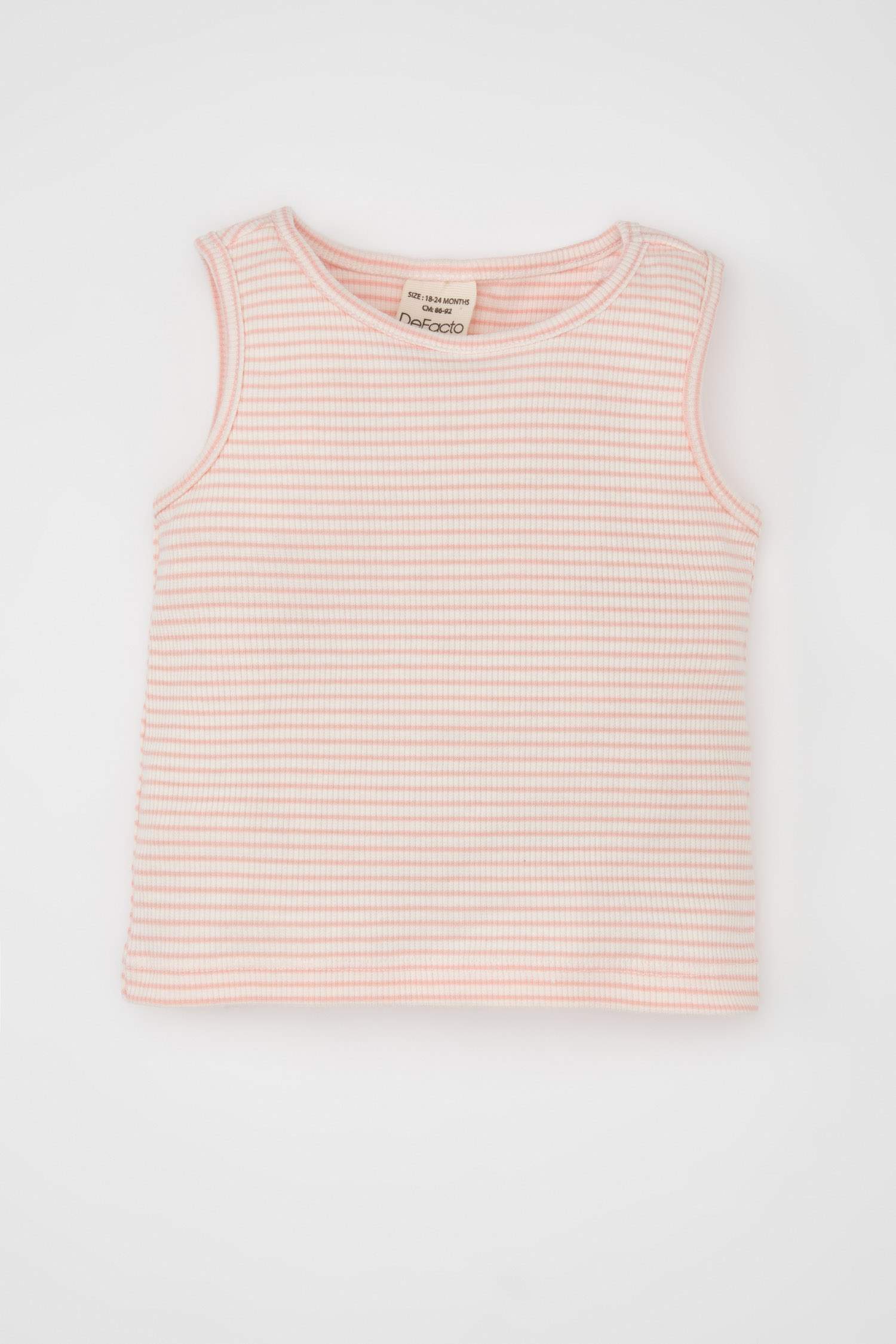Baby Girl Crew Neck Striped Sleevelss T-Shirt